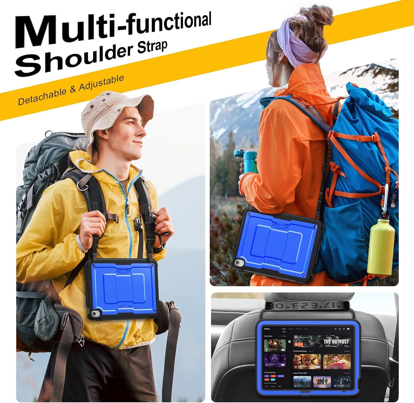 SEYMAC stock Case for iPad (A16) 11th/10th Generation 11''/10.9'' 2025/2022, with Built-in Screen Protector, Shoulder Strap, Built-in Kickstand, Rugged Full Body Shockproof Protective Case, Blue