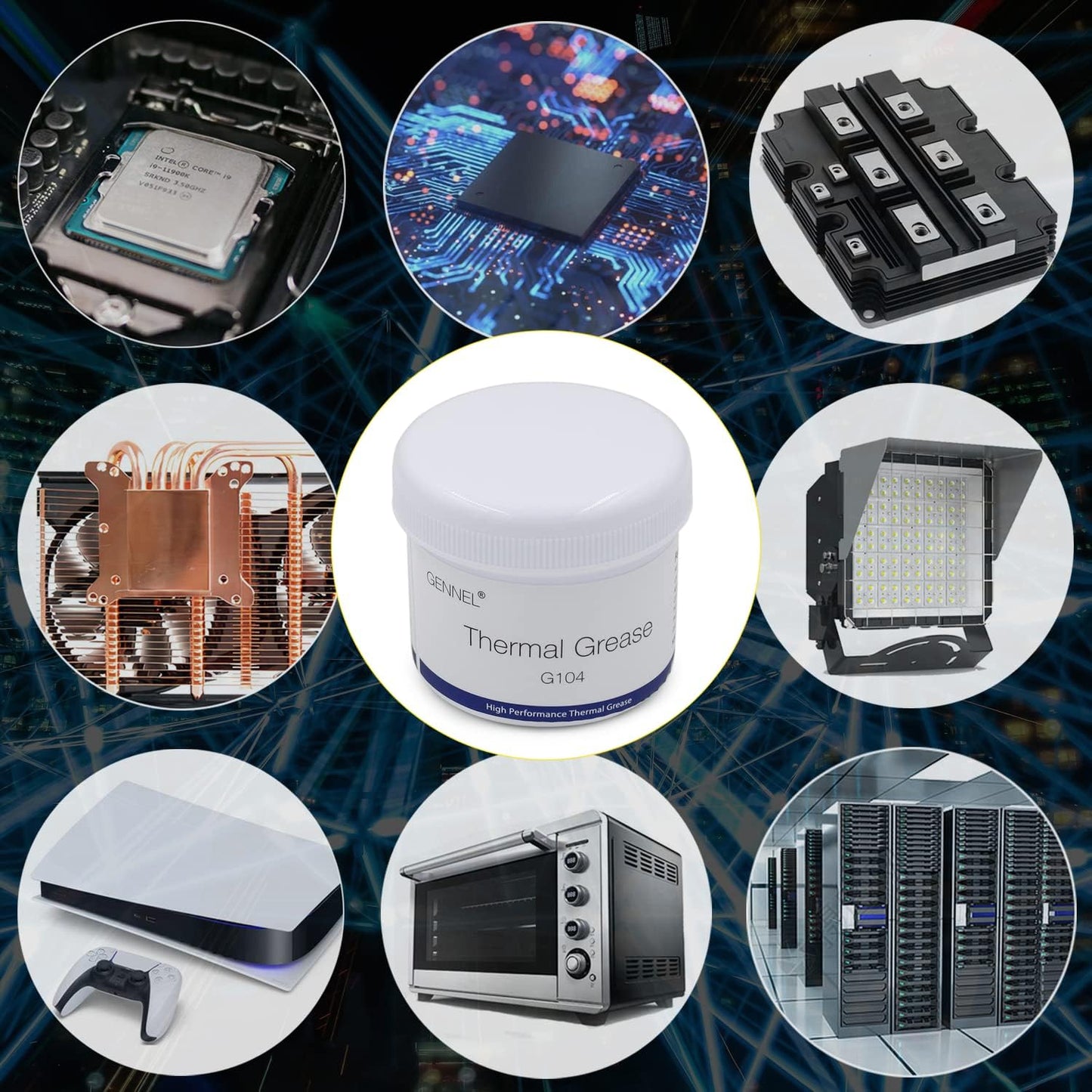 G104 100 Grams Thermal Conductive Paste, Silicone Thermal Compound Grease, Heatsink Paste for CPU Radiator Coolers LED Printer Chipset Cooling