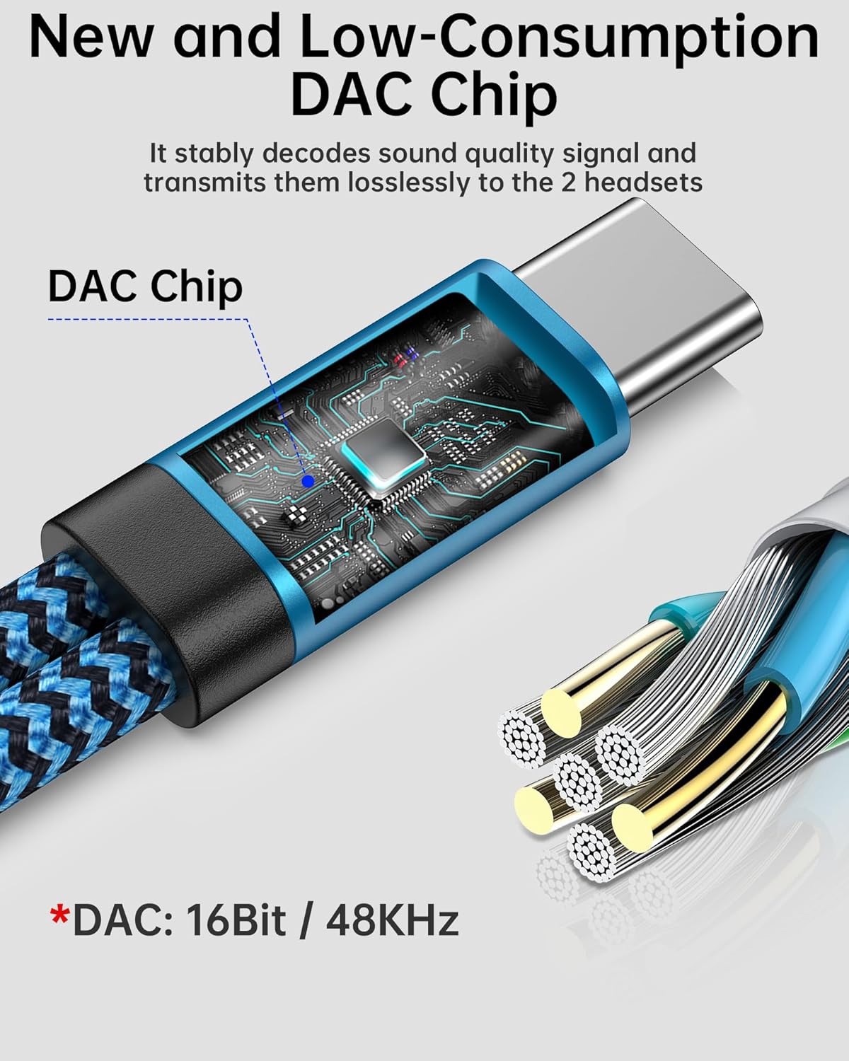 Headphone Splitter for 2 Headphones, USB C to Dual 3.5mm Female Aux Splitters for iPhone 17 17 Pro Max 16e, Google Pixel 10, Samsung Galaxy S25 Ultra, Audio Jack Adapter Earphone Connector - Blue