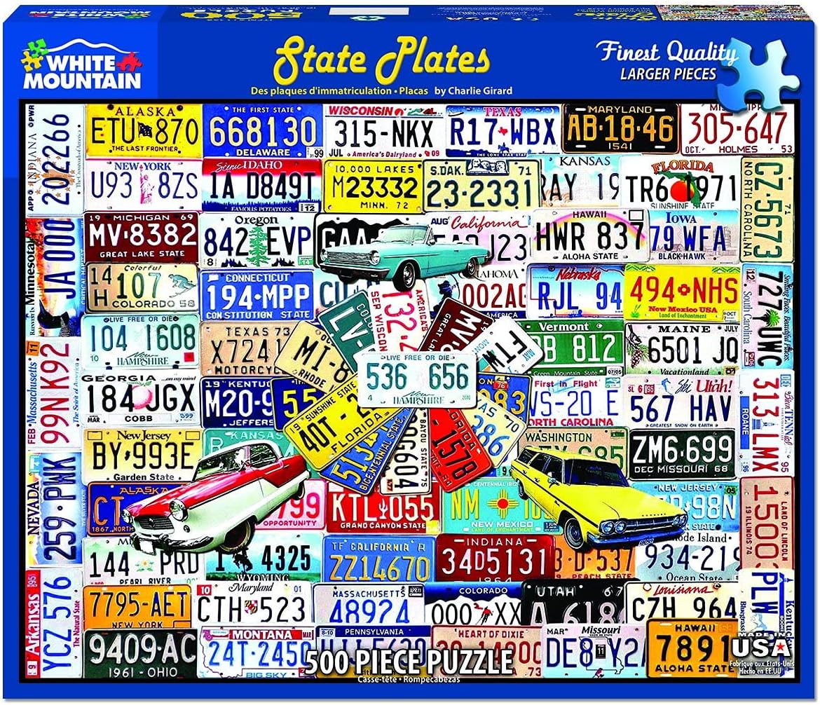 White Mountain Puzzles State Plates - 500 Piece Jigsaw Puzzle