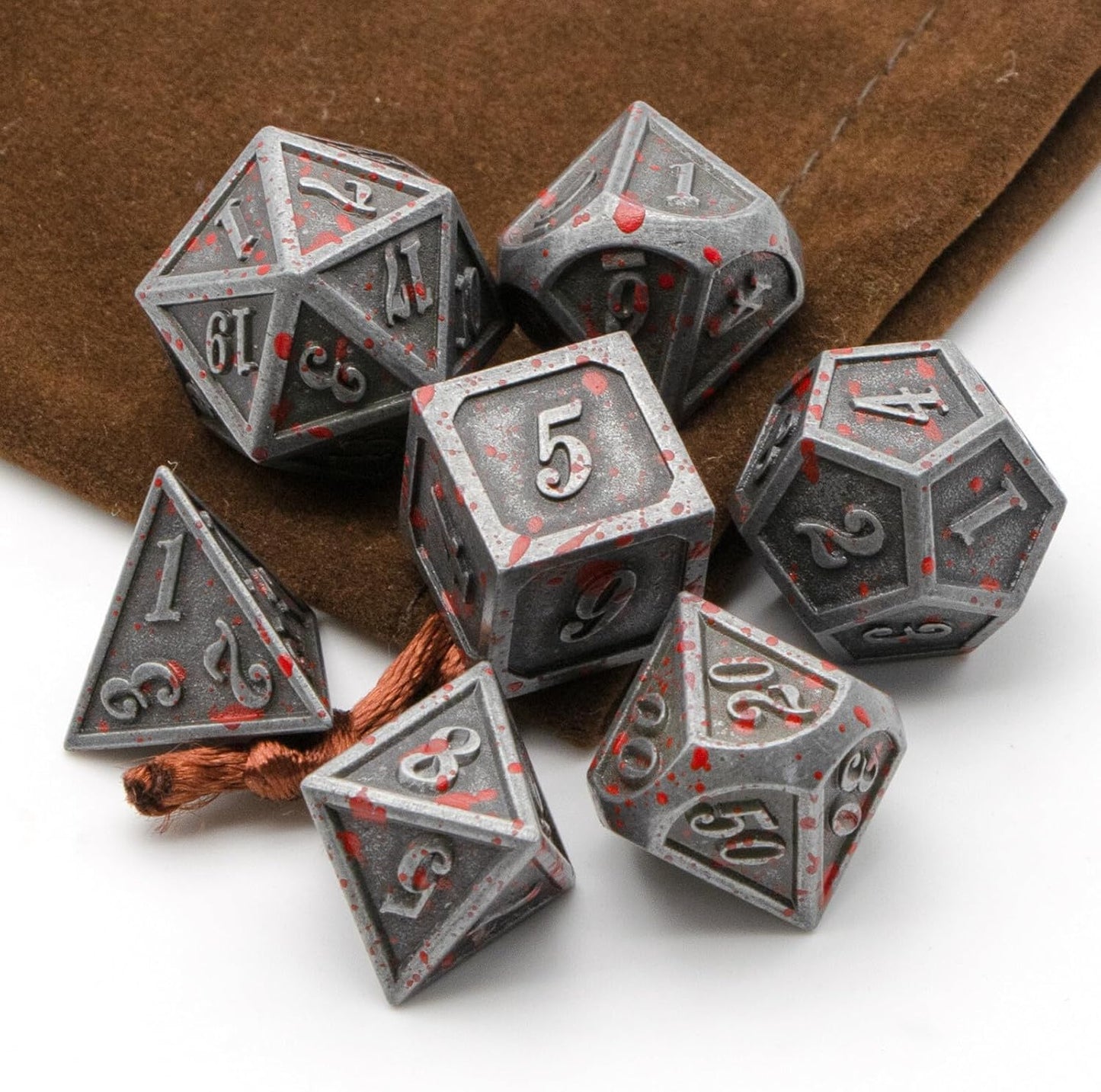 D&D Dice,DND Dice Set for Dungeons and Dragons,D20 Metal Dice for Gaming Dice Set or RPG Role Playing MTG Tabletop Board Games（SilverBlood）