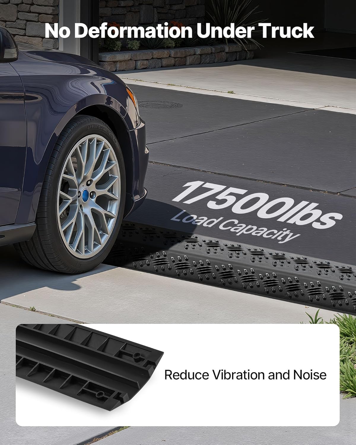 VEVOR 1 Pack Drop Over Cable Cover, 2 Channel Heavy Duty Cable Hose Protector Ramp, 38.3'' Floor Cord Cover, 17,500 lbs/Axle Load Capacity, for Traffic Areas, Indoor, Outdoor, Home, Office, Warehouse