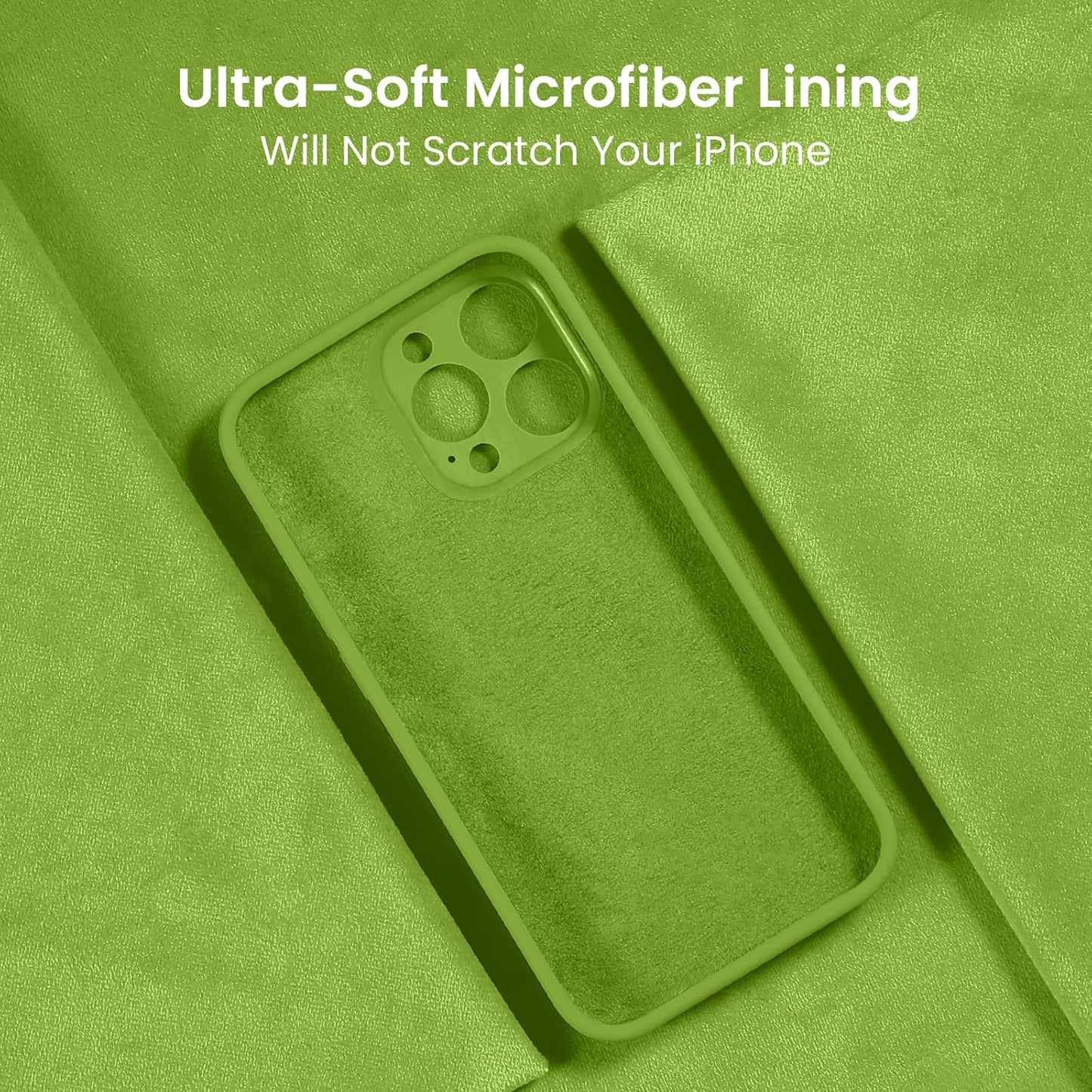 FireNova Designed for iPhone 15 Pro Case, Silicone Upgraded [Camera Protection] Phone Case with [2 Screen Protectors], Soft Anti-Scratch Microfiber Lining Inside, 6.1 inch, Sprout Green