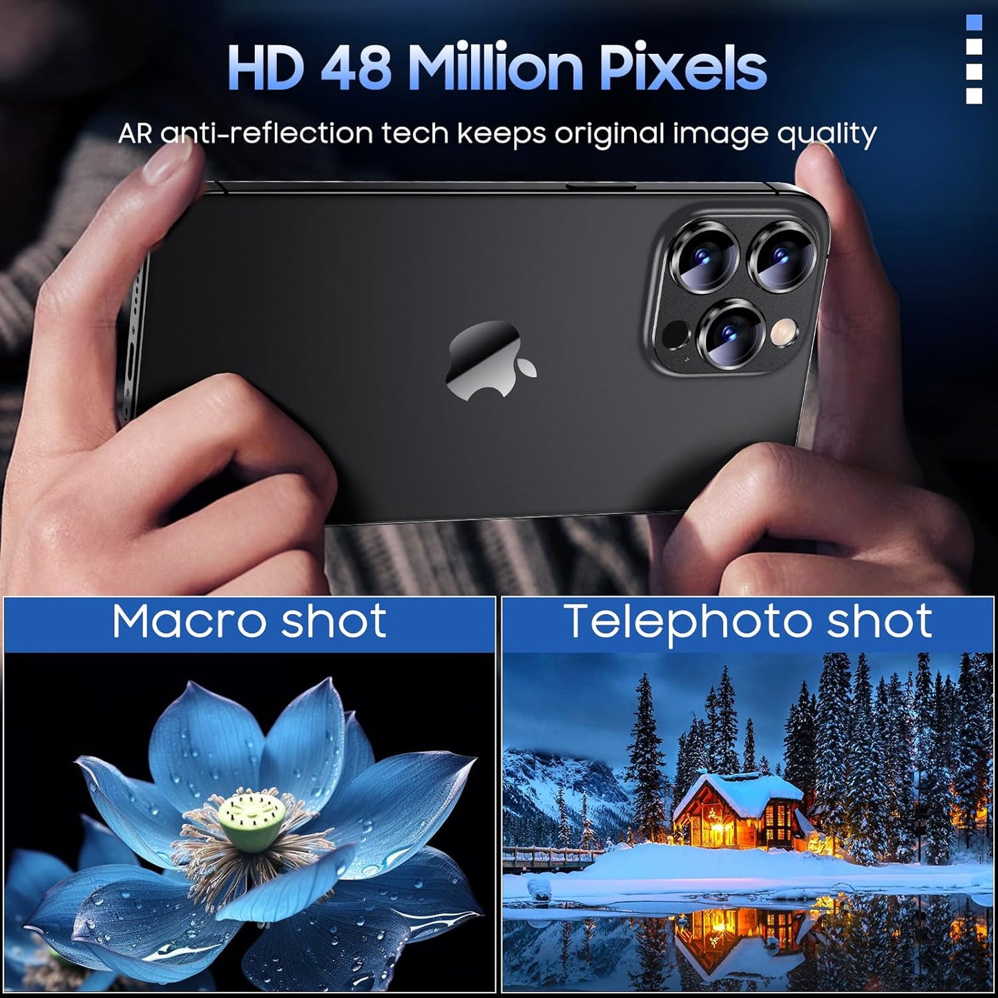 Uyiton Compatible with iPhone 15 Pro/iPhone 15 Pro Max Camera Lens Protector, [Not Easy to Break][Strong Adsorption][Case-Friendly] Metal Tempered Glass Rear Camera Screen Cover - Matte Black