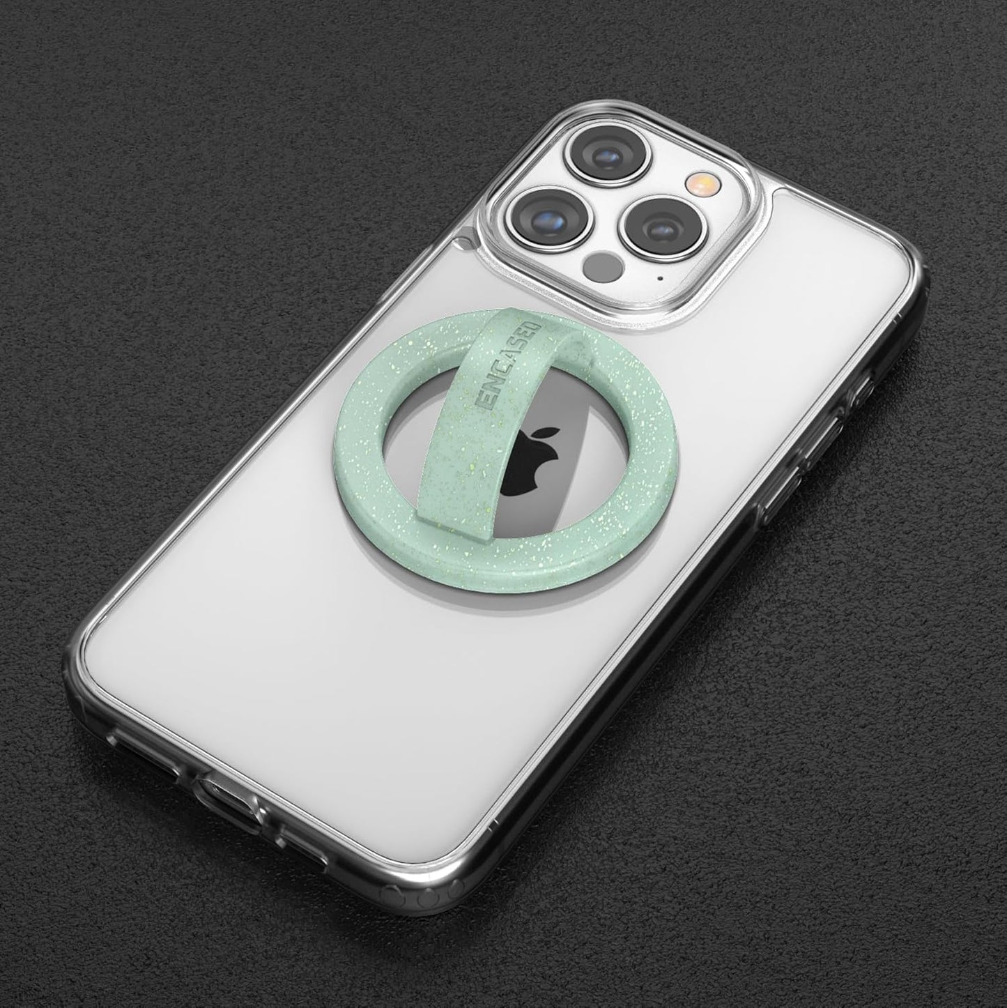 2-Pack Magnetic Phone Grip Holders Compatible with MagSafe, Soft-Touch Silicone Finger Loops for iPhone, Comfortable and Secure Fit (Clear Sparkle & Green Glitter)