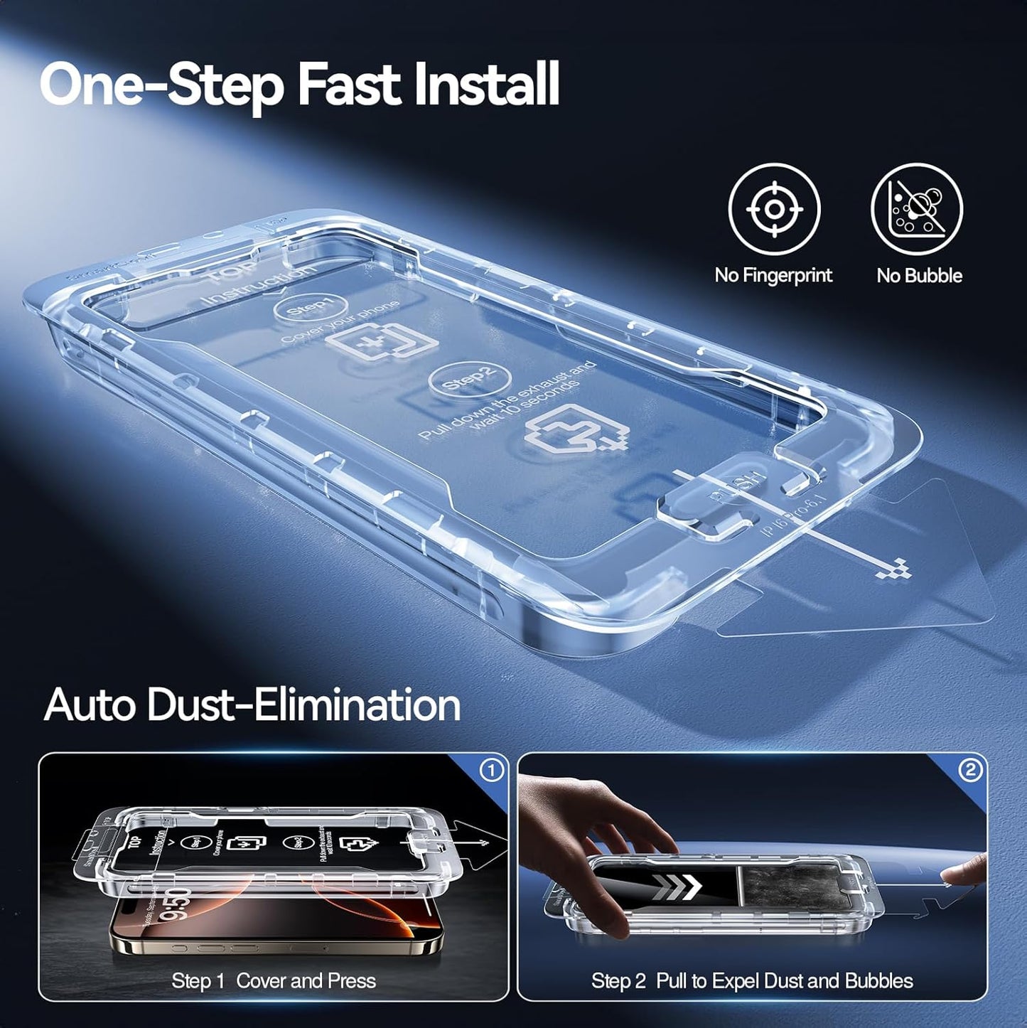 SMARTDEVIL 2 Pack Screen Protector for iPhone 16 Pro (6.3 Inch) Tempered Glass, HD Clear Film, Easy Installation, Dust-Free & Bubble-Free