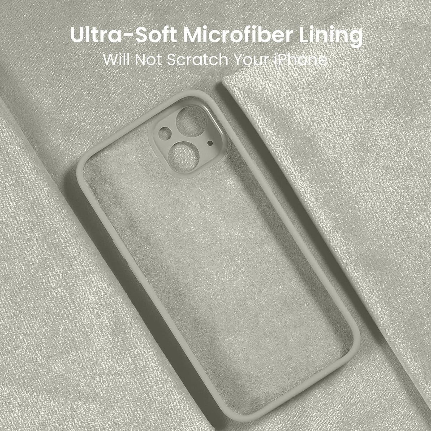 FireNova Designed for iPhone 15 Plus Case, Silicone [Camera Protection] Case with [2 Screen Protectors], Soft Anti-Scratch Microfiber Lining Inside, 6.7 inch, Stone