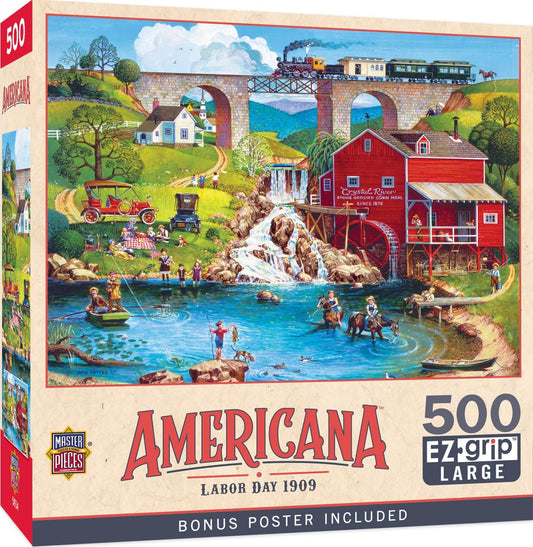 MasterPieces - 500 Piece Jigsaw Puzzle, Large EZ Grip Shapes, Labor Day, Fun for Adults, Seniors, Family, Kids, 19.25" x 26.75"