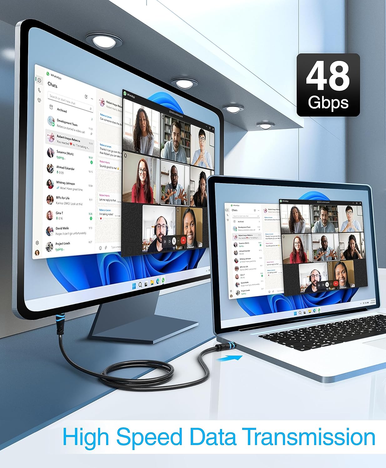 BlueRigger 8K HDMI Cable (6FT, 8K 60Hz HDR, 4K 120Hz, High Speed 48Gbps with Ethernet, eARC, 3D, HDCP 2.3) - Compatible with PS5, Xbox, Roku, Apple TV, Switch, PC