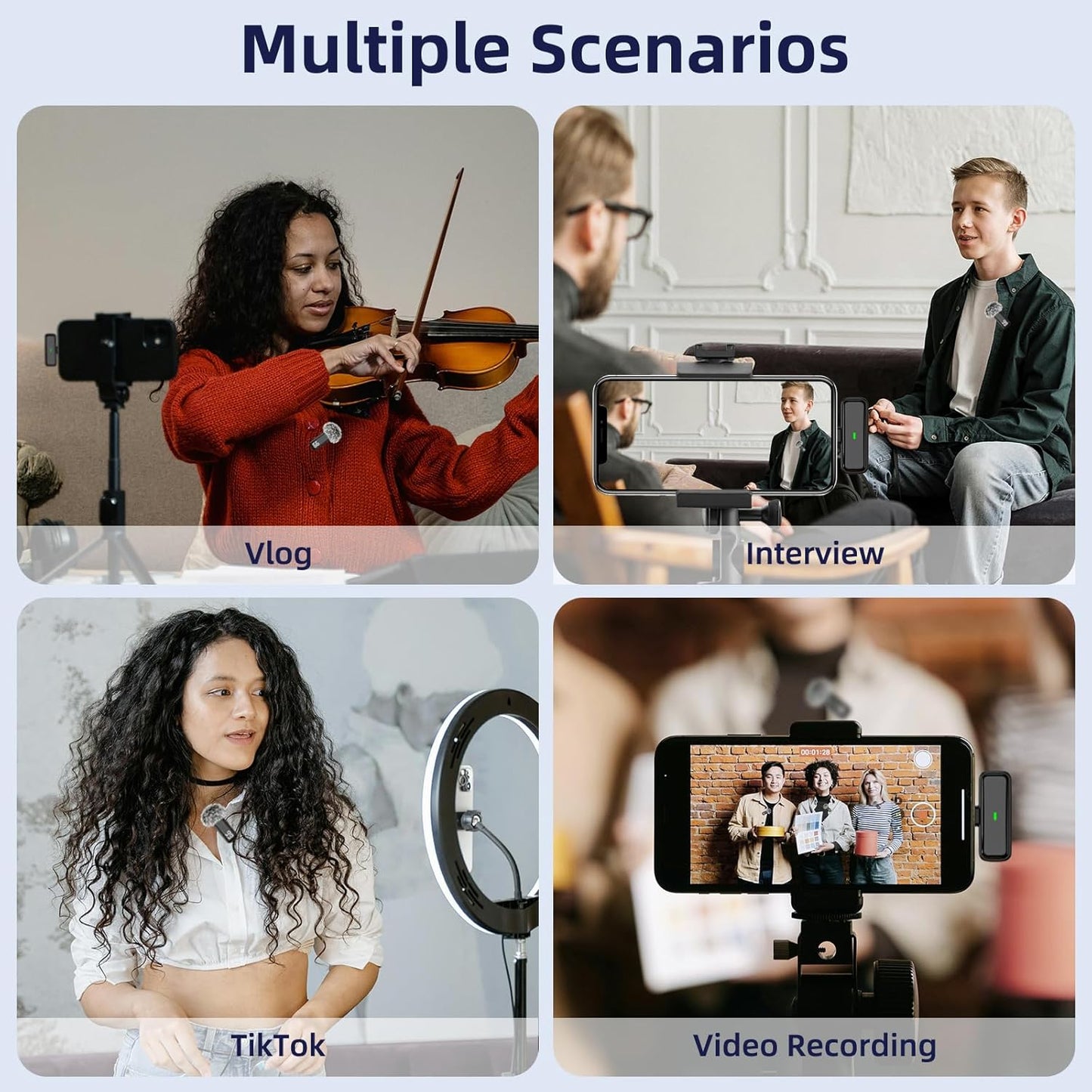 Wireless USB Microphone for PC Laptop iPhone 16/15 Android Phone - Noise Canceling Lapel Lavalier Mic with 24H Charging Case for Video Recording Vlog TikTok Podcast Live Streaming (USB & USBC)