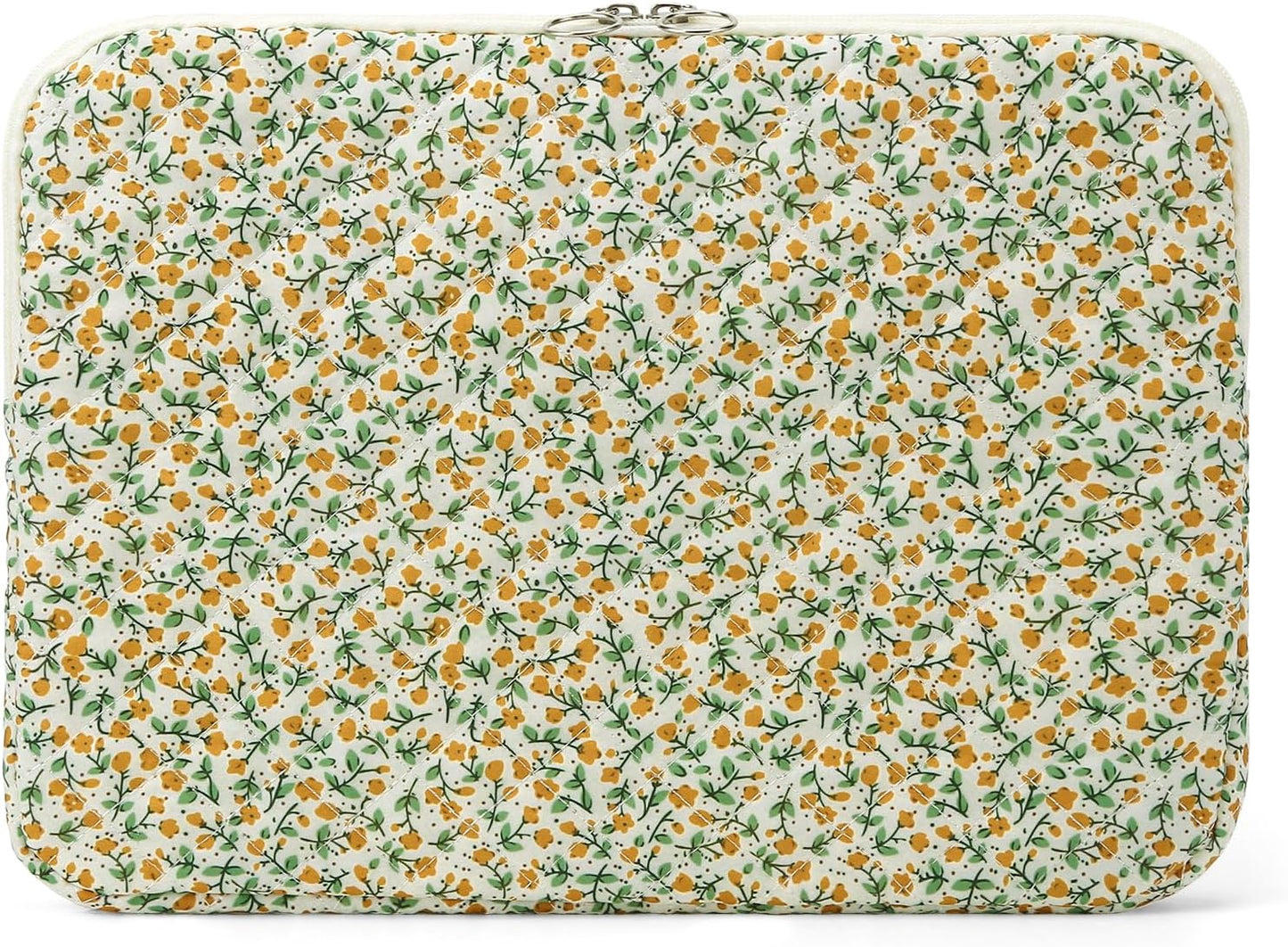 Puffy Laptop Sleeve 13-15.6 Inch Cute Quilted Laptop Protective Case Padded Floral Computer Sleeve for MacBook (B-Yellow, 13 Inch)