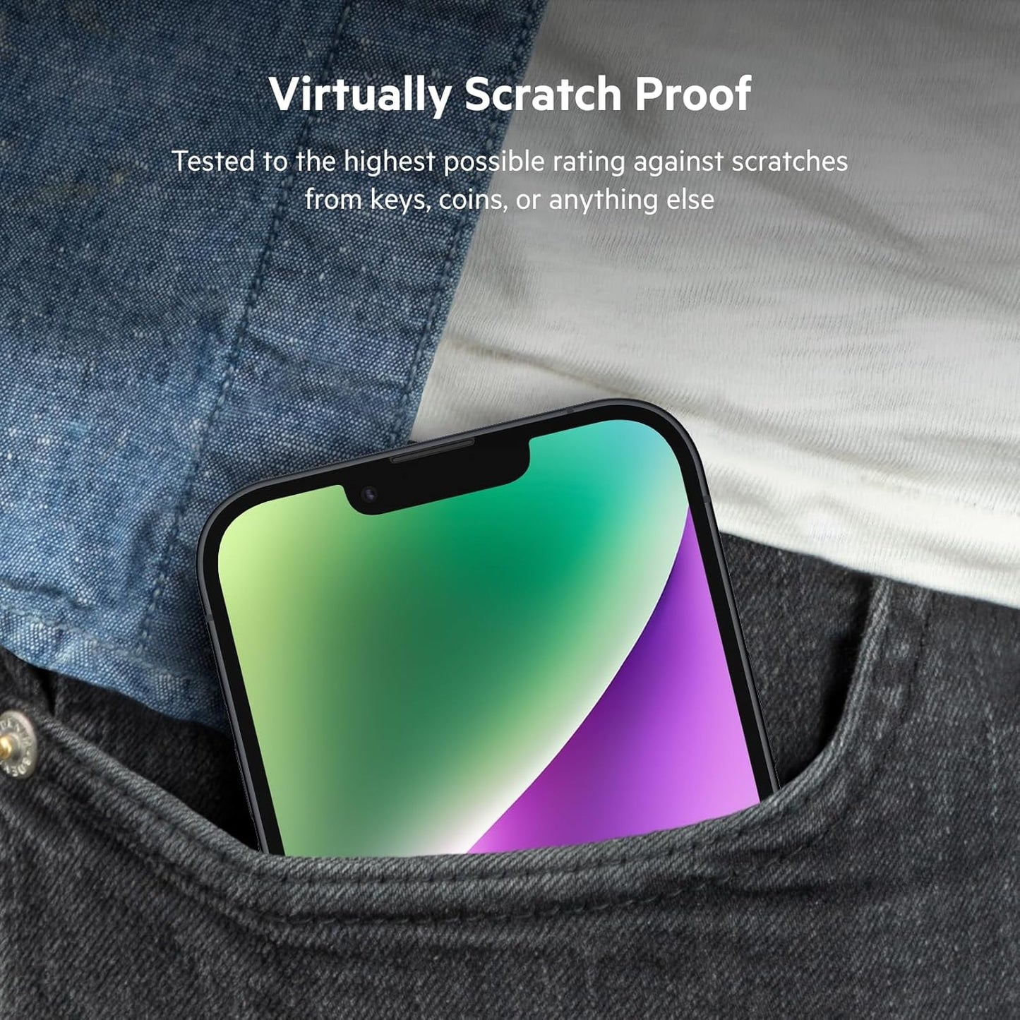 Belkin Tempered Glass Treated Screen Protector for iPhone 14, iPhone 13, & 13 Pro - Scratch-Resistant Impact Protection w/Included Easy Align Tray for Bubble-Free Application