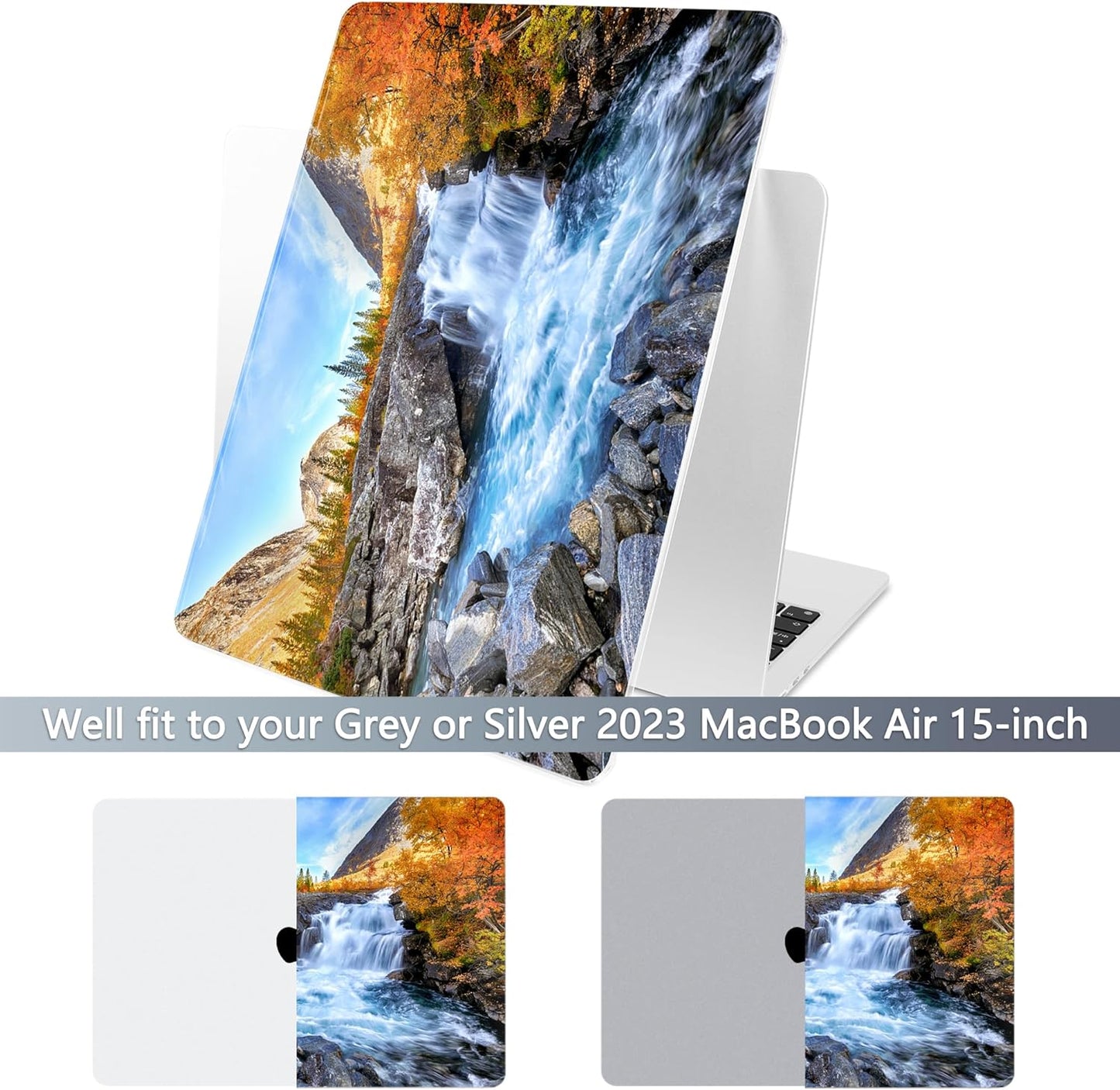 Batianda Premium Case for New MacBook Air 15 inch 2025 M4 2024 2023 with M3 M2 Chip Model A3114 A2941, Designed Protective Plastic Hardshell & Keyboard Cover & Screen Protector, Fall