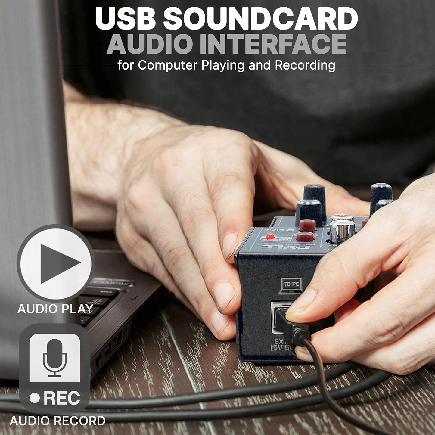 Pyle 3-Channel Professional Wireless DJ Audio Mixer - Bluetooth 5.0 - USB Interface - XLR+6.35mm Mic/Line/Guitar Input - 3.5mm Mic Input - RCA - AUX - Headphone Jack - +48V Phantom Power - PAD33MXUBT