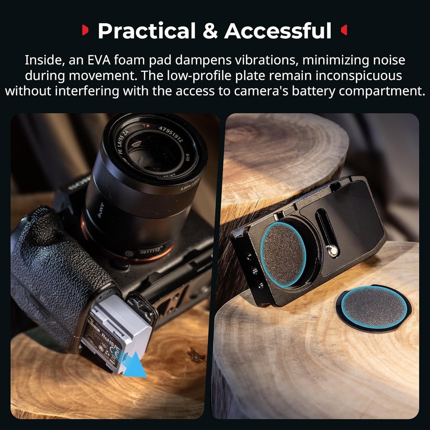 SmallRig Mount Plate for AirTag, Quick Release Camera Mount Baseplate for Arca-Type, Built-in EVA Pad, 1/4"-20 Screws, for Sony A7 III/ A7 IV/ A7C II/ A7C R/A6700 /A6400 /FX30 /FX3 /ZV-E10 II- MD5423