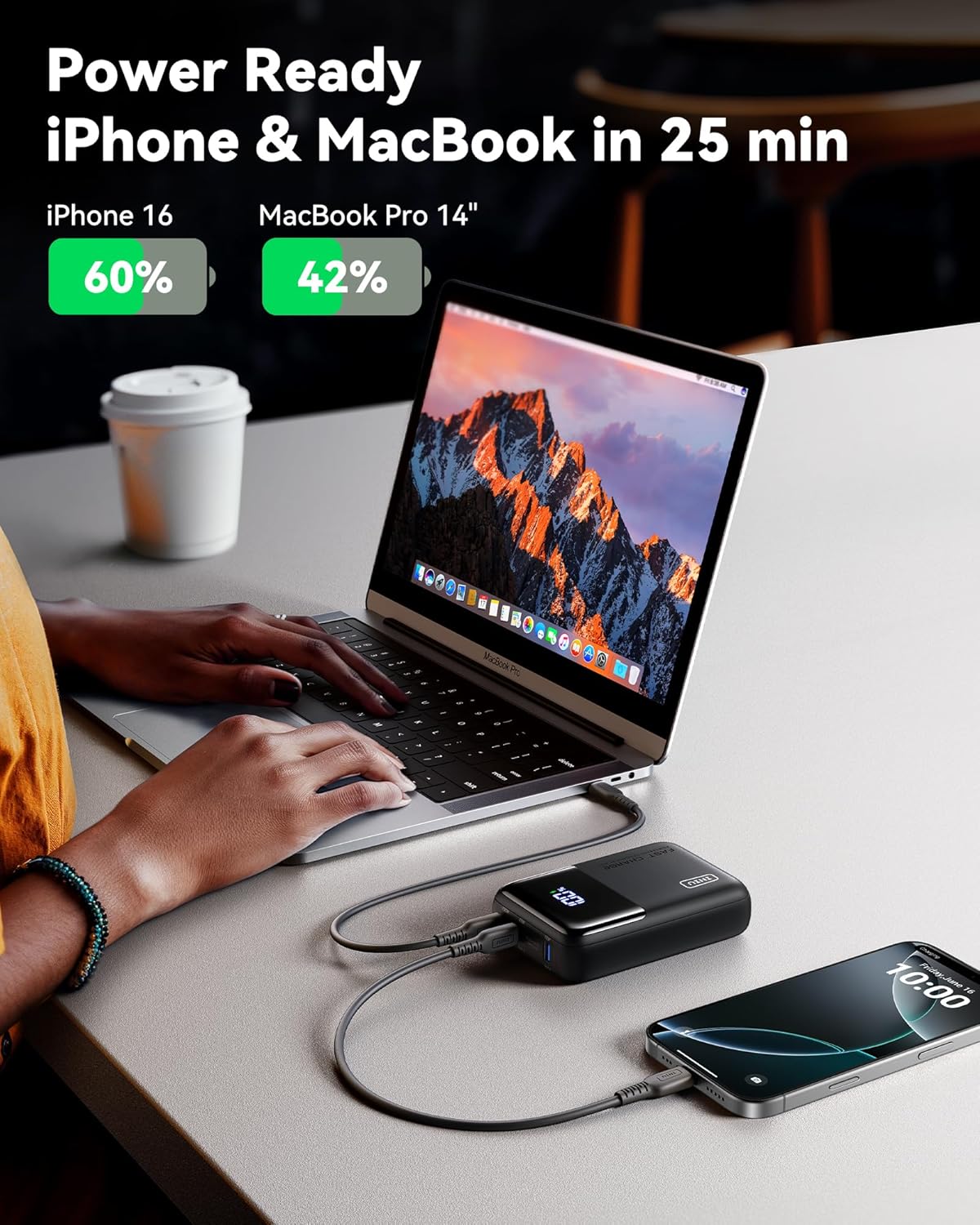 INIU Power Bank, 25000mAh 100W High Capacity Laptop & Phone Portable Charger, Fast Charging Flight Cruise Ship Family Essentials Traveling Mini Battery Pack for College Student Teen Boys Girls, Orange