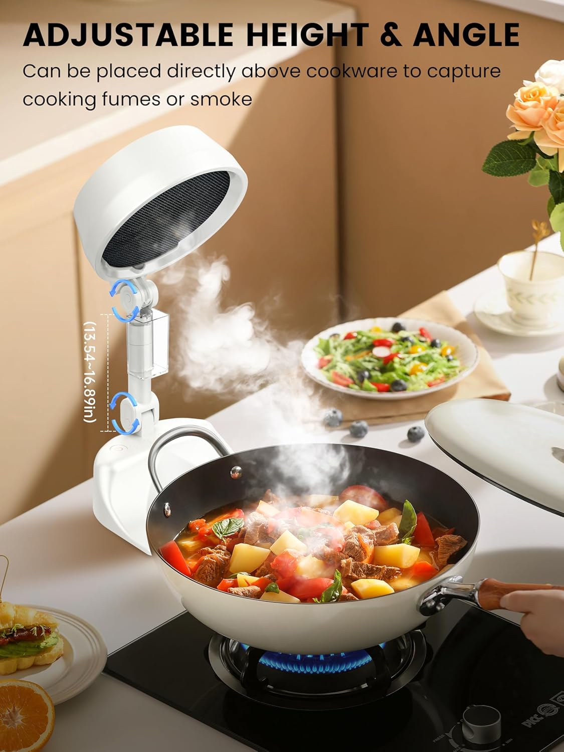 Vegapunk Rechargeable Smoke Away Purifier Fan for Indoors - Portable Odor Exhaust Eliminator Remover Eater Filter - The High Fan for Desktop - White