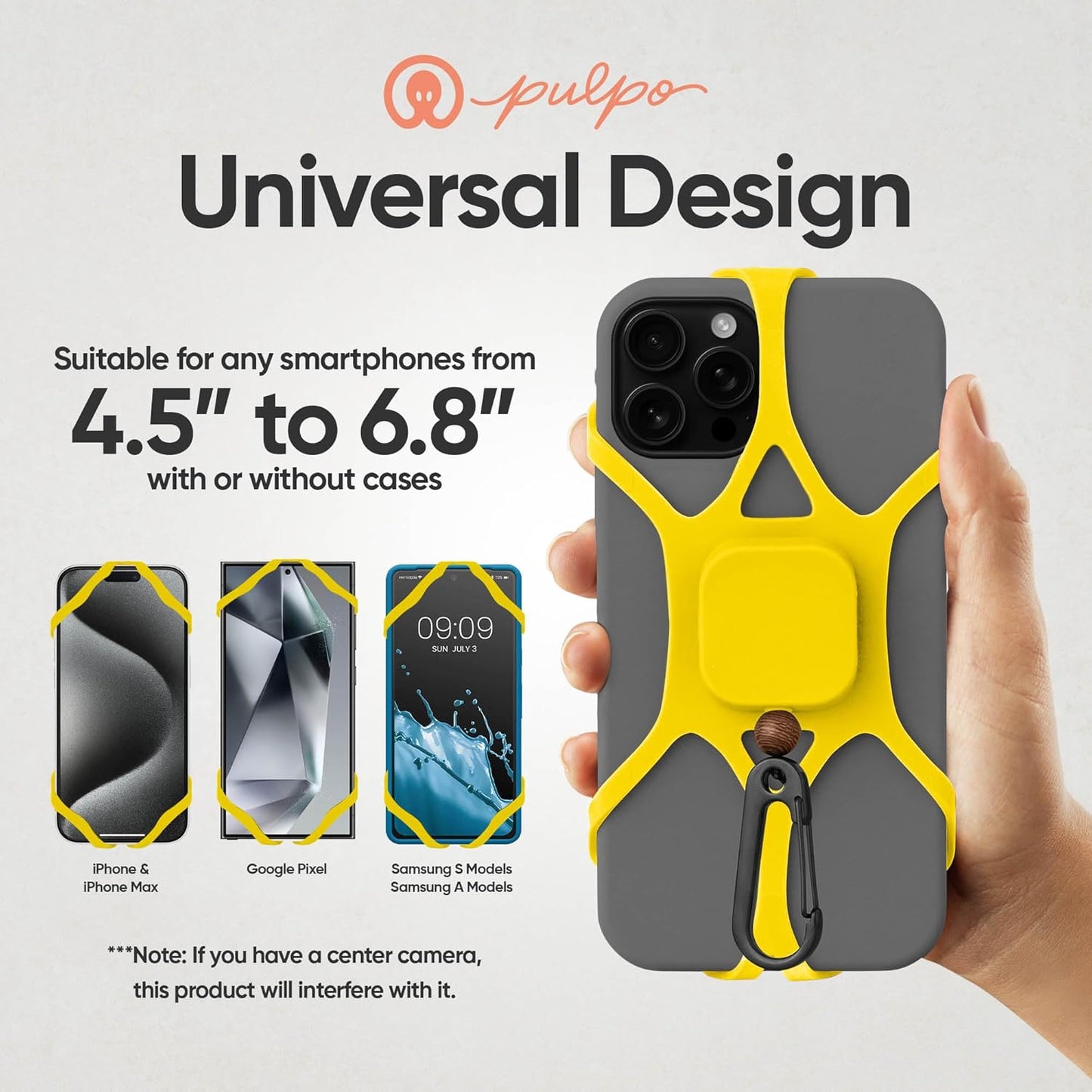 Pulpo Phone Leash Lightning Yellow Fits Smartphones Up to 6.8"-Retractable Anti Theft Phone Tether for Skiing & Kayak Tether, Pickpocket Proof Cellphone Lanyard,Anti-Theft Cellphone Leash for Festival