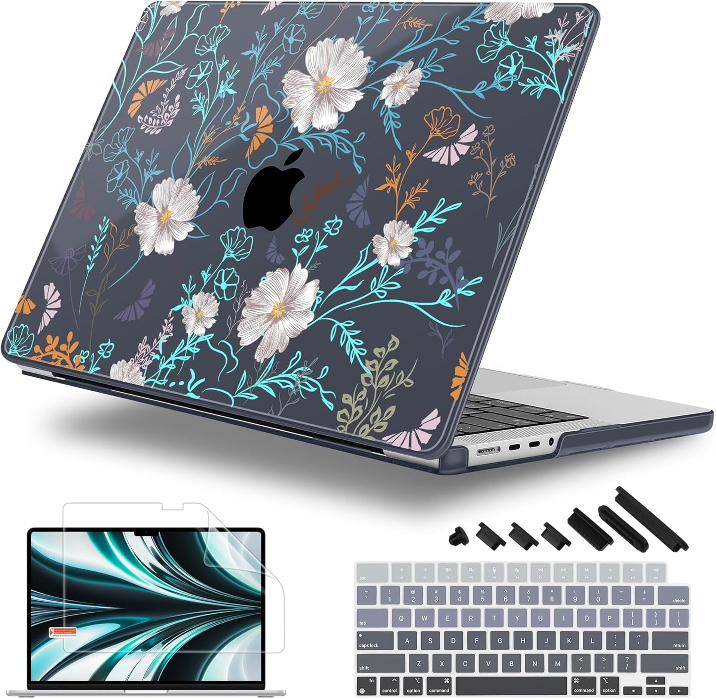 for MacBook Pro 16 inch Case 2021 2022 2023 2024 Release A3186 A3403 M4 A2991 M3 A2780 M2 A2485 M1 Pro/Max, Hard Shell Case with Screen Protector & Keyboard Cover, Rustic Flowers