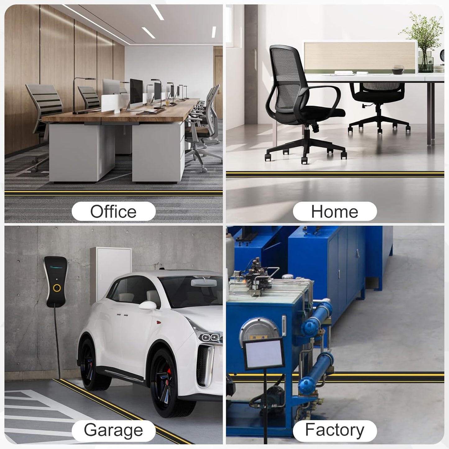 Floor Cord Cover 4.1Ft 2Pcs Heavy Duty PVC Floor Cable Protector Electric Cord Hider Cable Management Floor Strip Extension Cord Covers Cable Raceway for Wires on Floor Inner Channel 1.36" W x 0.43" H