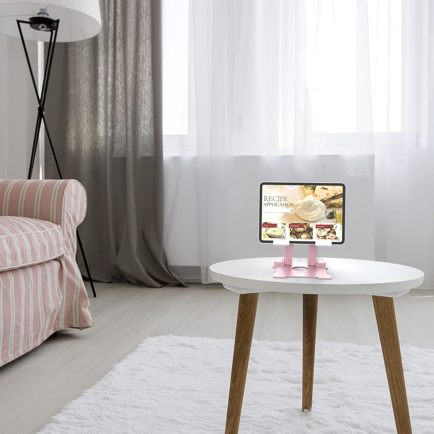 KABCON Tablet Stand,【Updated】 Adjustable Eye-Level Aluminum Solid Desktop Stand Holder,Compatible with iPad Series,Microsoft Surface Series,Samsung,Kindle Fire,Etc.Up to 15'' Tablets-Pink