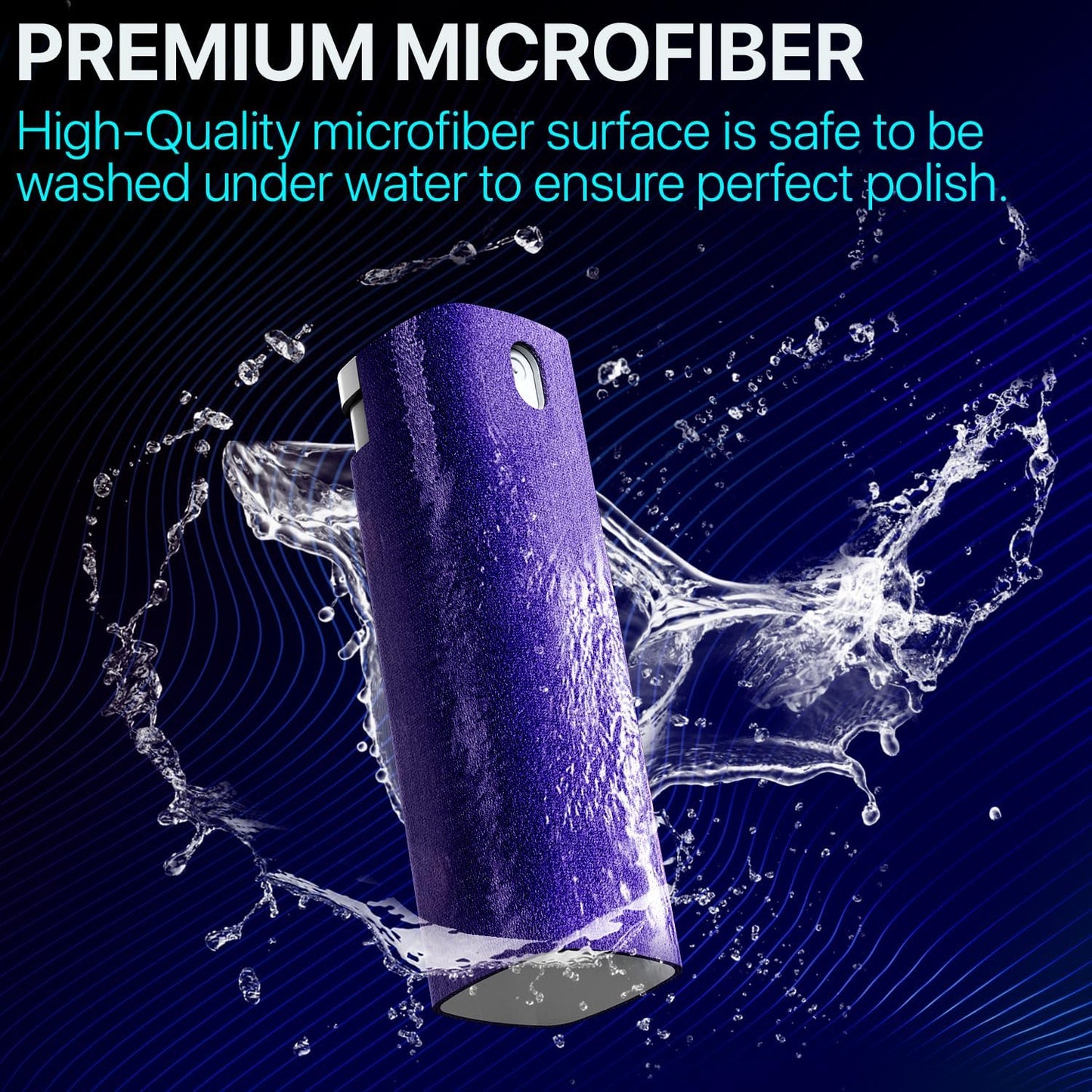 Mini Screen Cleaner Spray – Finger Proof Screen Cleaner for Smartphones, iPads, MacBooks, Laptops, Car Screens, Touchscreens – 3 in1 Mist Cleaner, Microfiber Cloth and Protective Cover (Blue)