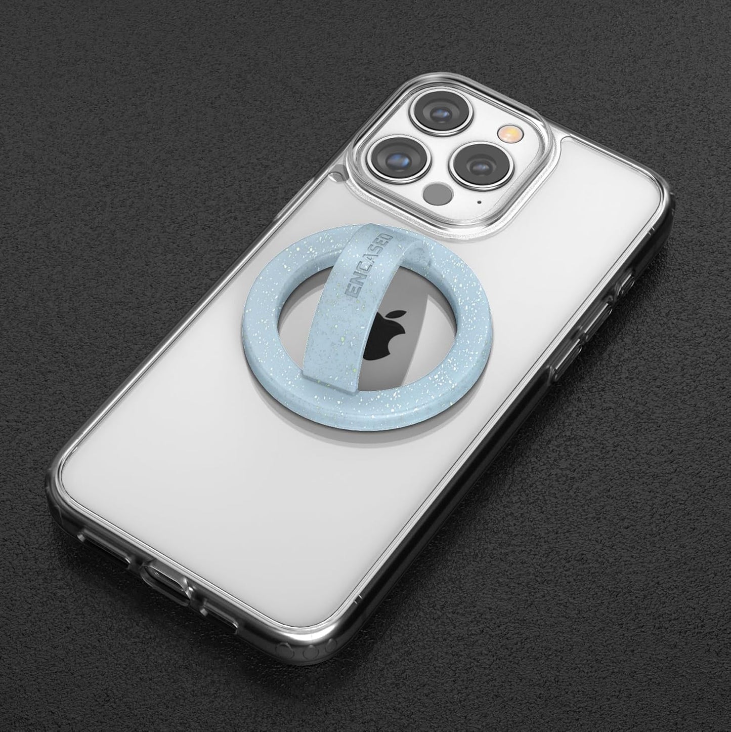 Encased LoopGrips for MagSafe (2 Pack), Magnetic Detachable Phone Holder, Silicone Finger Grip Rings - Designed for iPhone 14/15/16 Pro Max (Clear Sparkle & Glitter Blue)
