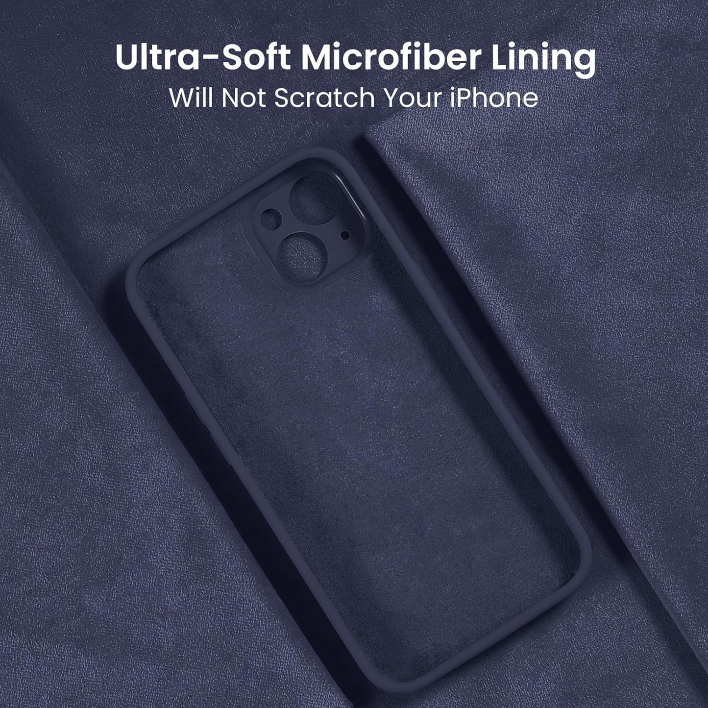 FireNova Designed for iPhone 15 Plus Case, Silicone [Camera Protection] Case with [2 Screen Protectors], Soft Anti-Scratch Microfiber Lining Inside, 6.7 inch, Navy Blue