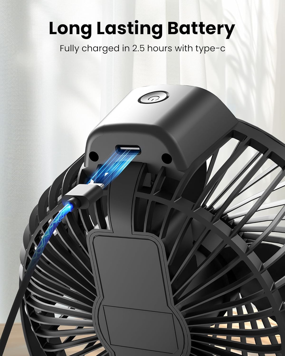 Koonie Portable Clip On Fan, Small USB Fan Battery Operated, 3 Speed Rechargeable Mini Fan With LED Display, 360° Rotate Personal Cooling Desk Fan for Stroller Travel Camping Golf Gym