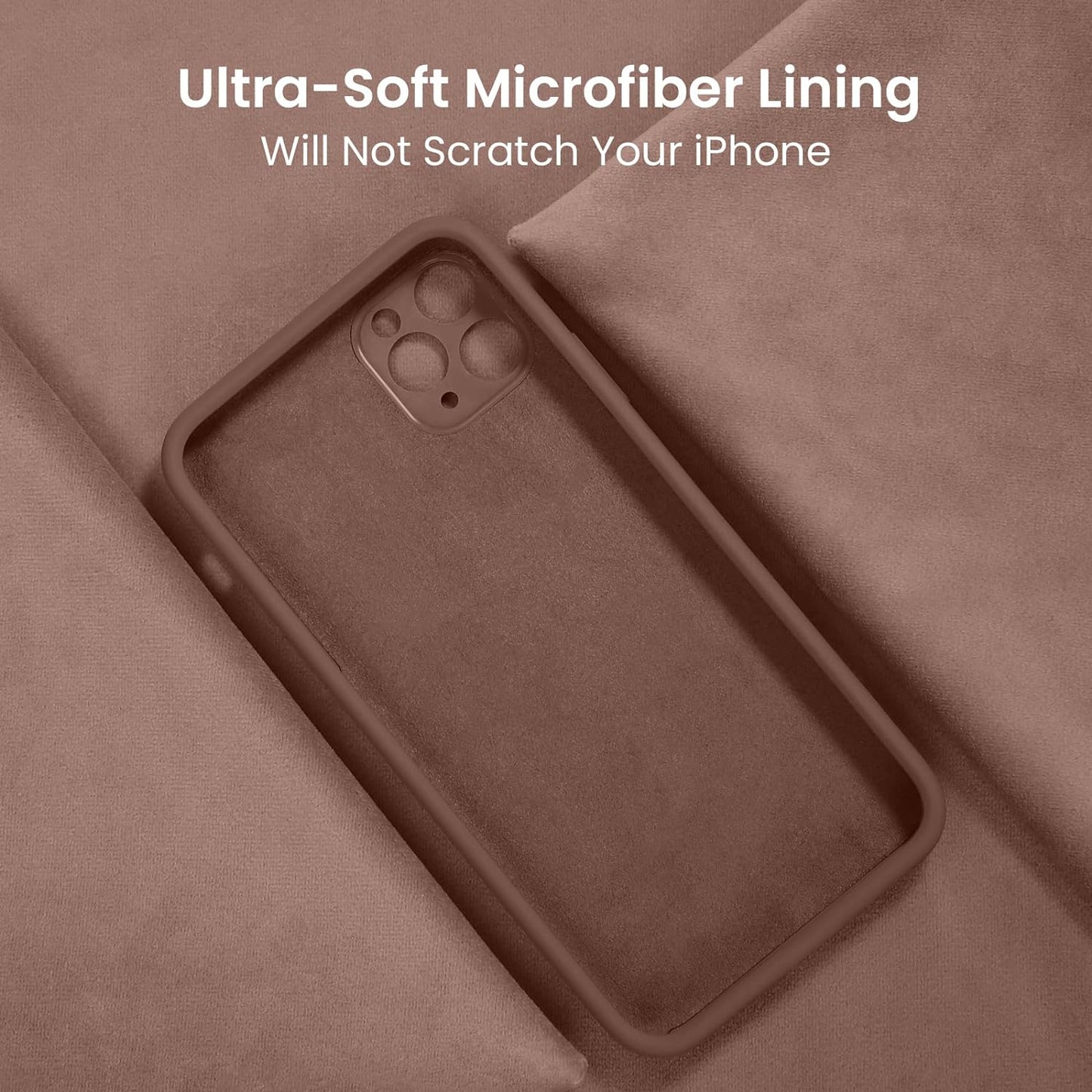 FireNova Designed for iPhone 13 Pro Case, Silicone Upgraded [Camera Protection] Phone Case with [2 Screen Protectors], Soft Anti-Scratch Microfiber Lining Inside, 6.1 inch, Light Brown