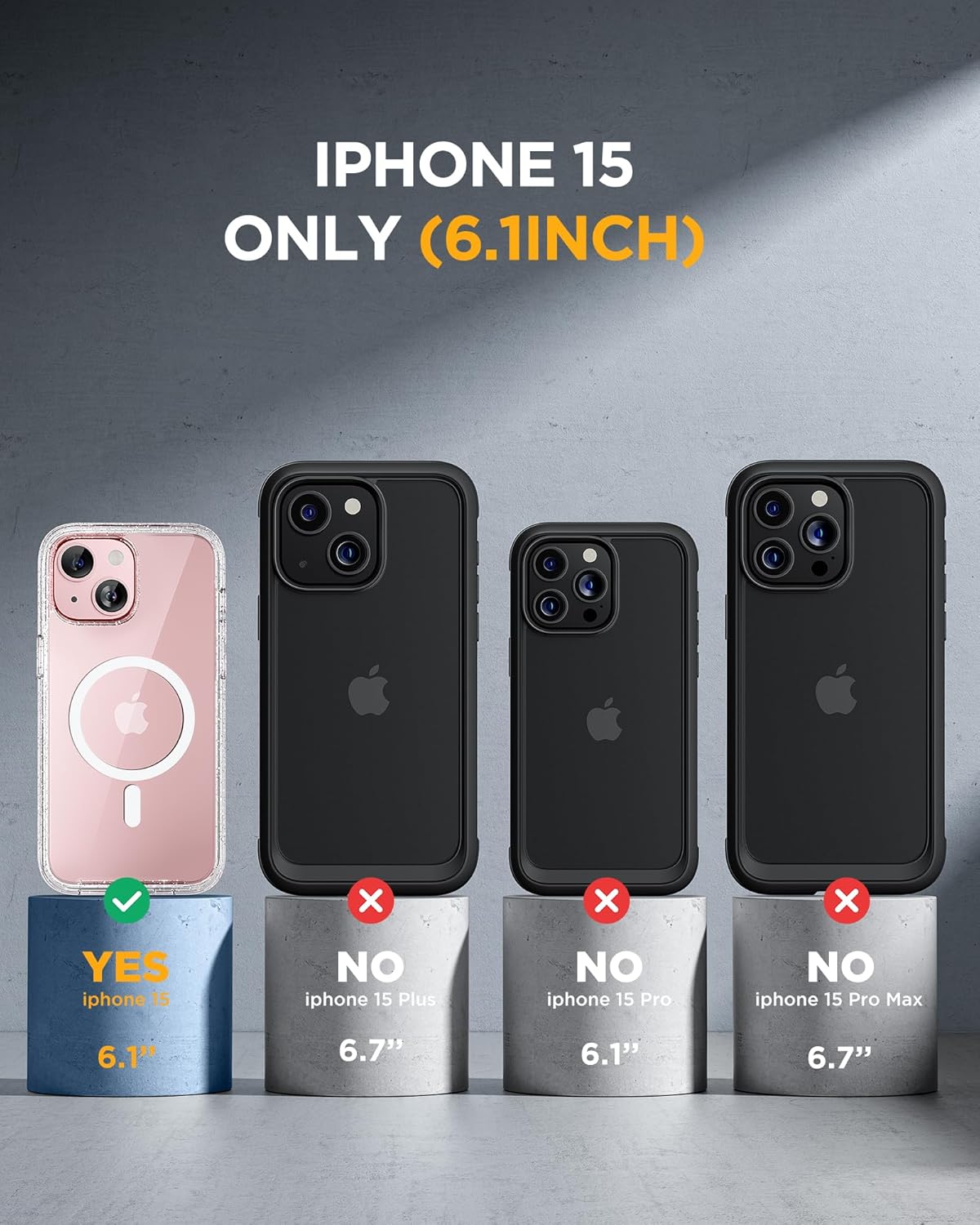 Miracase Glass Series for iPhone 15 Case [Compatible with MagSafe] Full-Body Magnetic Case with Built-in 9H Tempered Glass Anti-Fingerprint Screen Protector + Camera Lens Protector, Clear Glitter