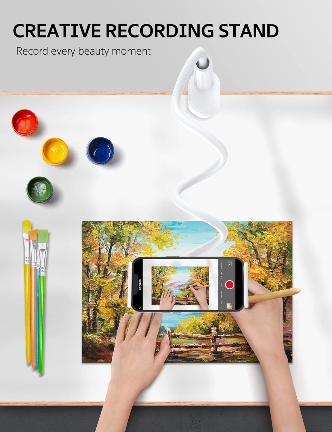 SHAWE Gooseneck Tablet Holder Phone Stand, Flexible Tablet Mount for Bed, 360 Adjustable Lazy Arm Holder Clamp Mount for iPad Air Pro Mini, Samsung Galaxy Tabs, iPhone, Switch, 4.0~10.5" (White)