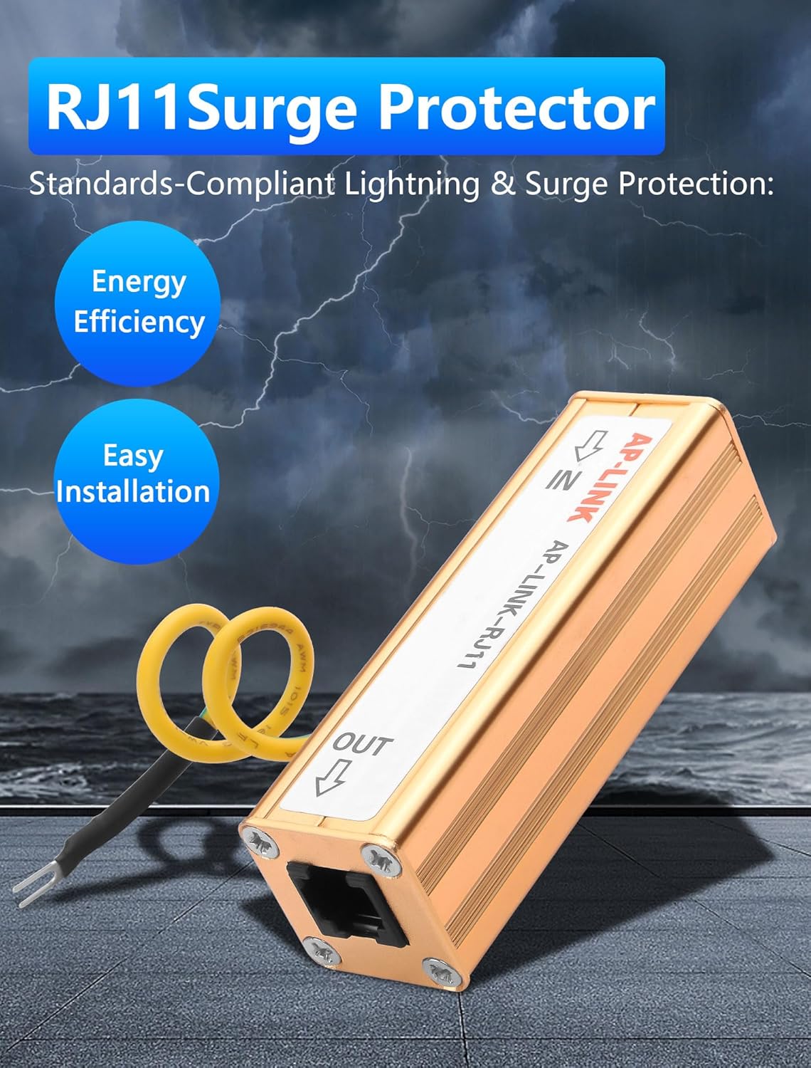 CERRXIAN RJ11 Telephone Fax Surge Protector RJ11 Thunder Arrester Protection Device Audio Telephone Protector AP-LINK-RJ11 110V
