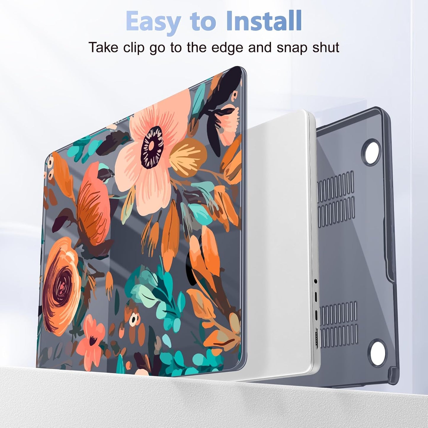 for MacBook Pro 16 inch Case 2021 2022 2023 2024 Release A3186 A3403 M4 A2991 M3 A2780 M2 A2485 M1 Pro/Max, Hard Shell Case with Screen Protector & Keyboard Cover, Florals Pattern