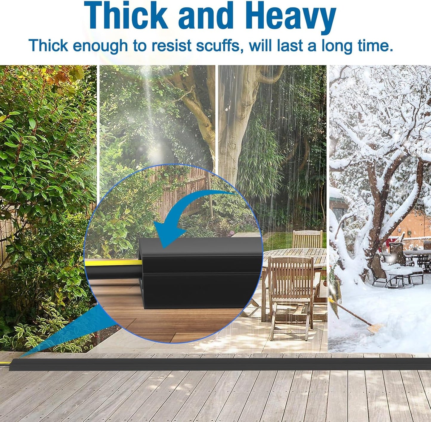 Eapele 10 ft Floor Cord Cover Heavy Duty Cable Protector, Easy to Unroll, Prevent Trip Hazard for Home Office or Outdoor Settings (Black)