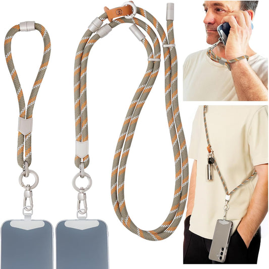 Pulpo 2-in-1 Cell Phone Wrist Strap and Lanyard Green & Orange - Anti Theft Phone Lanyard for Men & Women, Wrist Straps for Phones, Lanyards for Smartphones, Adjustable Cellphone Leash & Strap Tether
