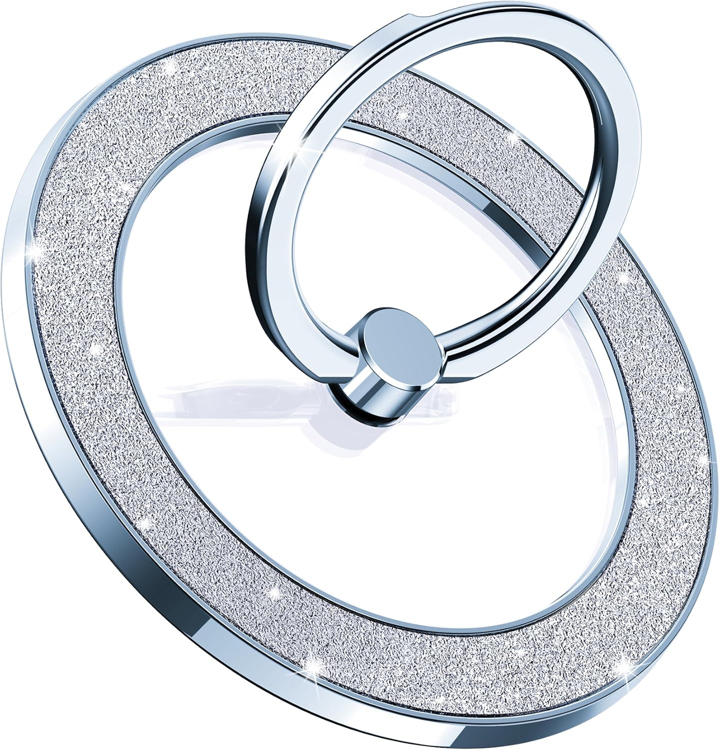 Magnetic Phone Ring Holder for MagSafe, Magnetic Phone Grip for iPhone, Compatible with iPhone MagSafe Wireless Charging. (Glitter Blue)