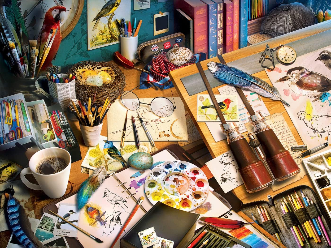 MasterPieces 300 Piece EZ Grip Jigsaw Puzzle - Creative Birding - 18"x24"