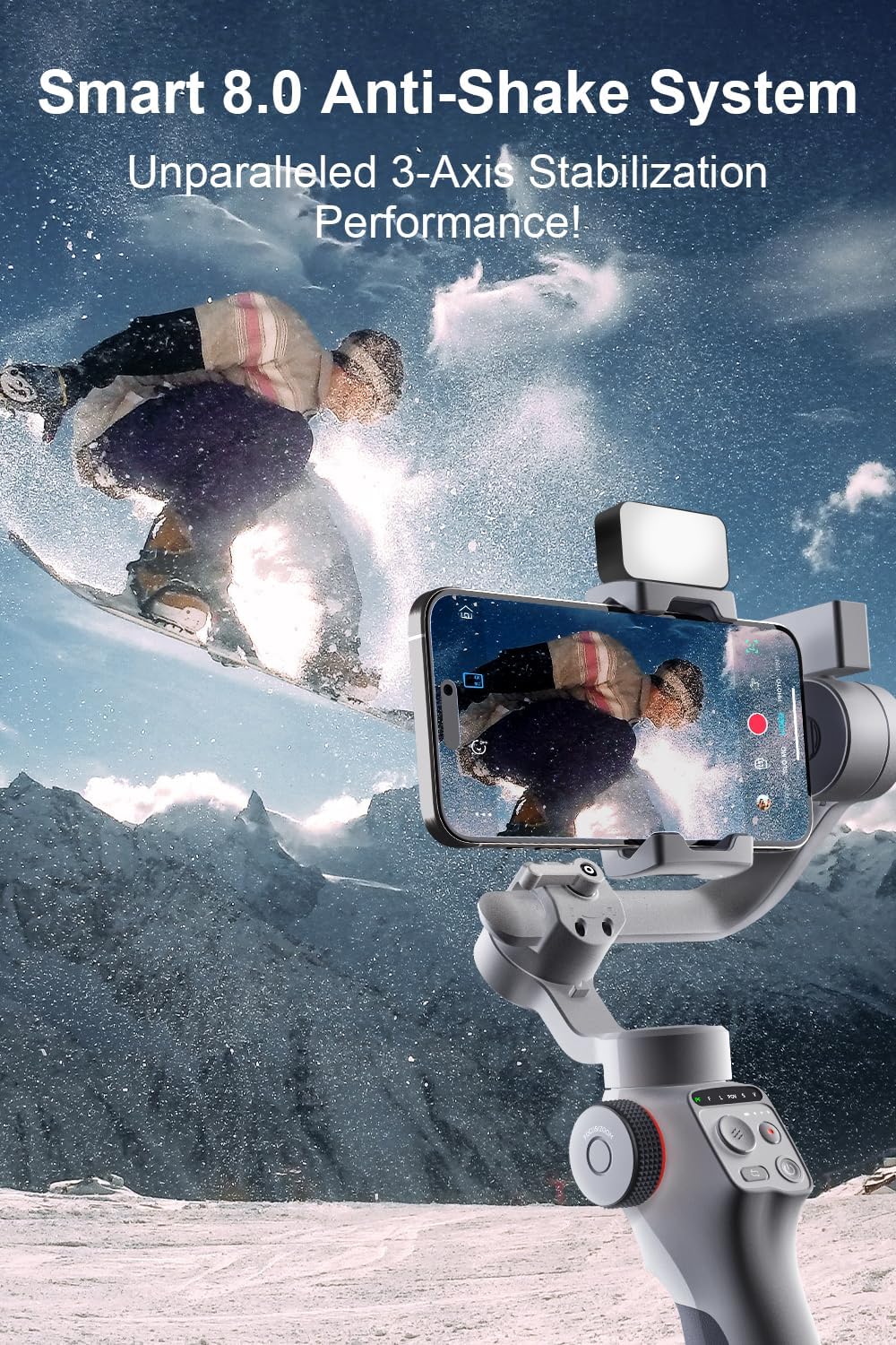 FUNSNAP C05 Kit Gimbal Stabilizer for Smartphone, iPhone Gimbal 3-Axis with Magnetic Fill Light/AI Tracking Sensor for iPhone 16 15 14 Pro Max Android Handheld Phone Gimbal for Video Recording