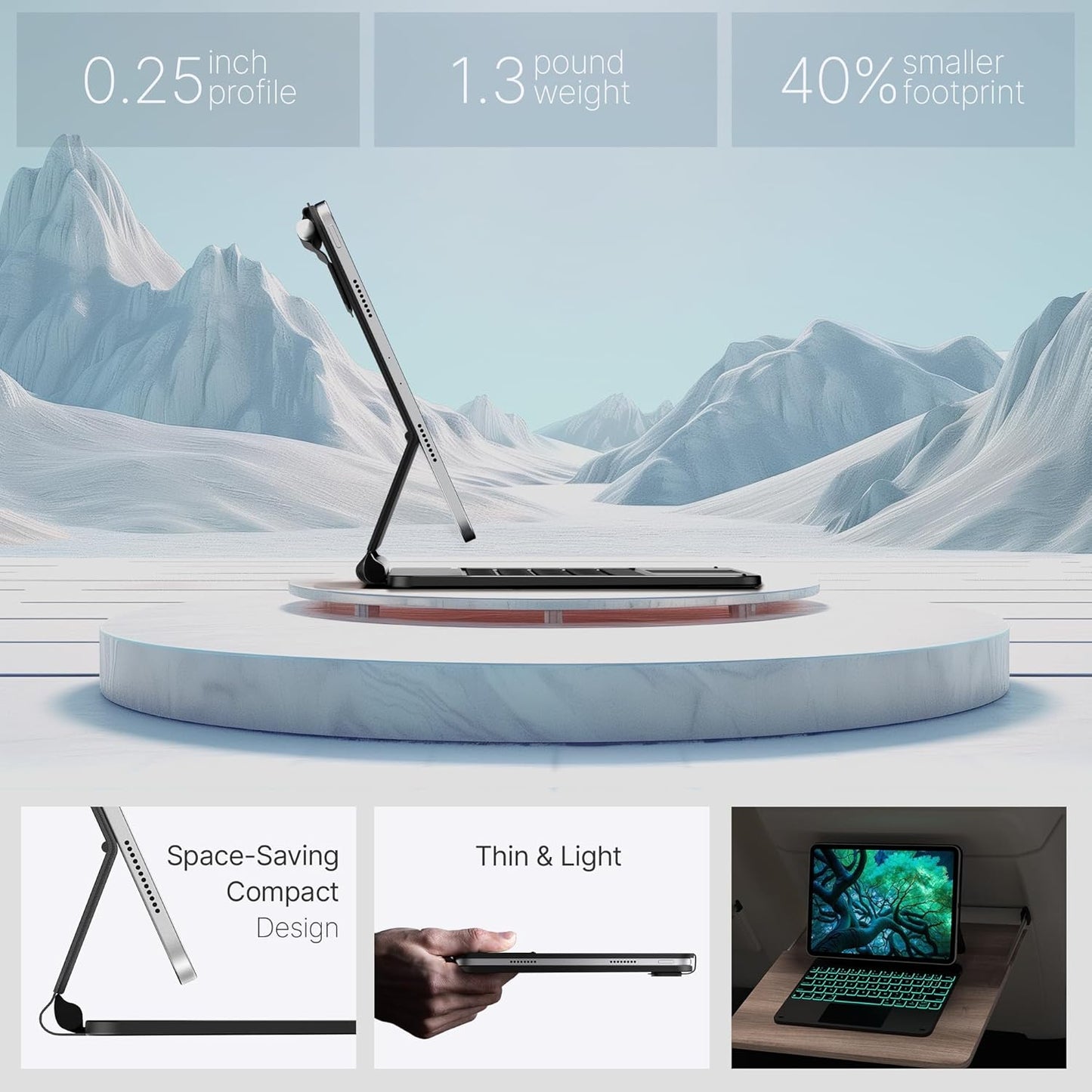 typecase Edge Keyboard Case for iPad 10th Generation 10.9" (2022) – Magnetic Keyboard Case with Multi-Touch Trackpad, 11 Colors Backlight, Pencil Holder, Slim & Lightweight - Dark Black