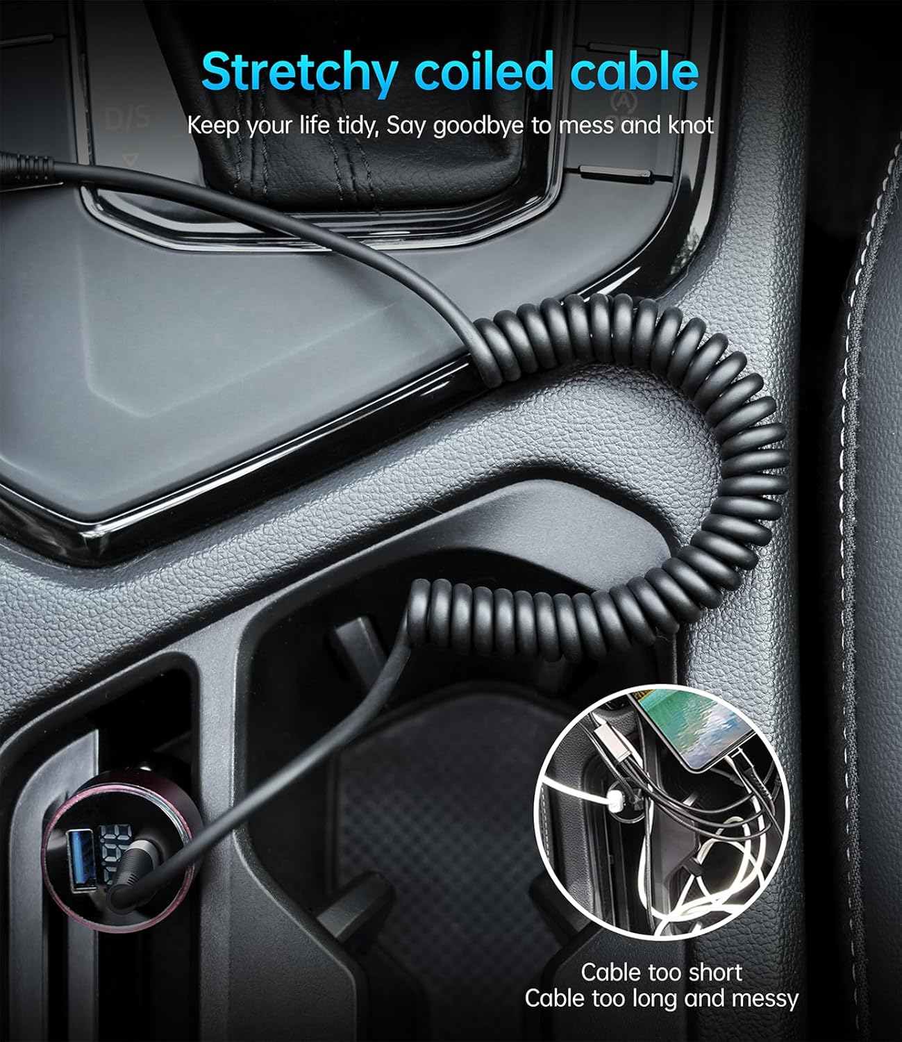 USB Type C to Lightning Cable 3FT 2Pack, Coiled iPhone Charger Fast Charging for Car [Apple MFi Certified] Short USBC iPhone Cord Compatible with iPhone14/13/12/11 Pro Max/XS MAX/8/Plus/iPad/CarPlay