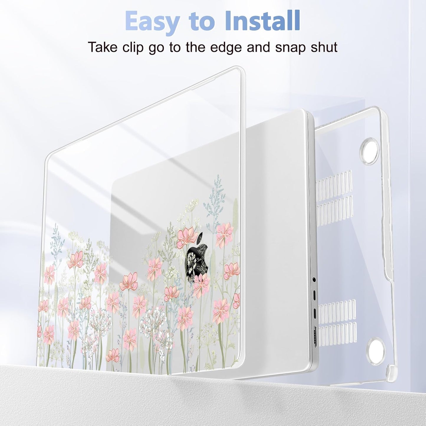 for MacBook Pro 16 inch Case 2021 2022 2023 2024 Release A3186 A3403 M4 A2991 M3 A2780 M2 A2485 M1 Pro/Max, Hard Shell Case with Screen Protector & Keyboard Cover, Floral C322