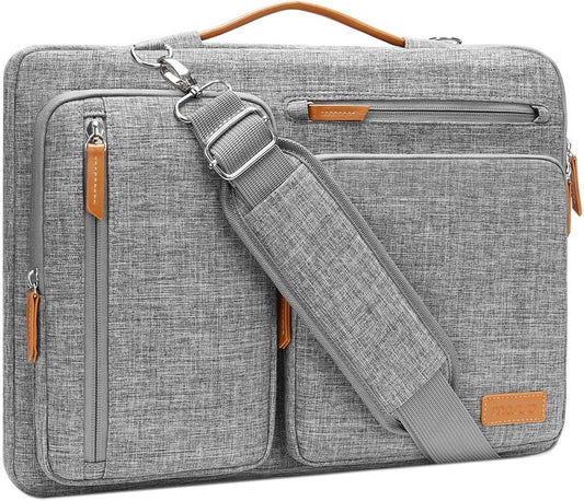 MOSISO 360 Protective Laptop Shoulder Bag,17-17.3 inch Computer Bag Compatible with MacBook, HP, Dell, Lenovo, Asus Notebook,Side Open Messenger Bag with 4 Zipper Pockets&Handle, Gray