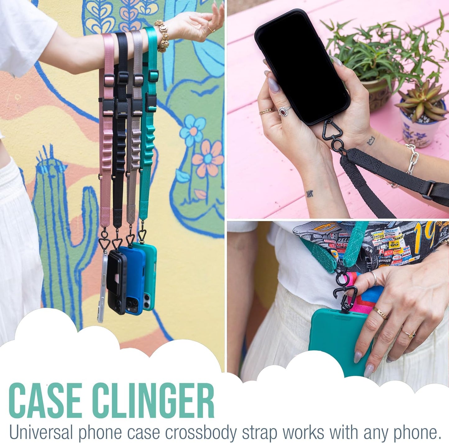 Smartish Phone Lanyard - Case Clinger - Universal iPhone Holder w/Detachable Crossbody Shoulder Neck Strap w/Storage Loops, Fidlock, Insert for Phone Cases iPhone, Galaxy, Pixel - Sandstorm