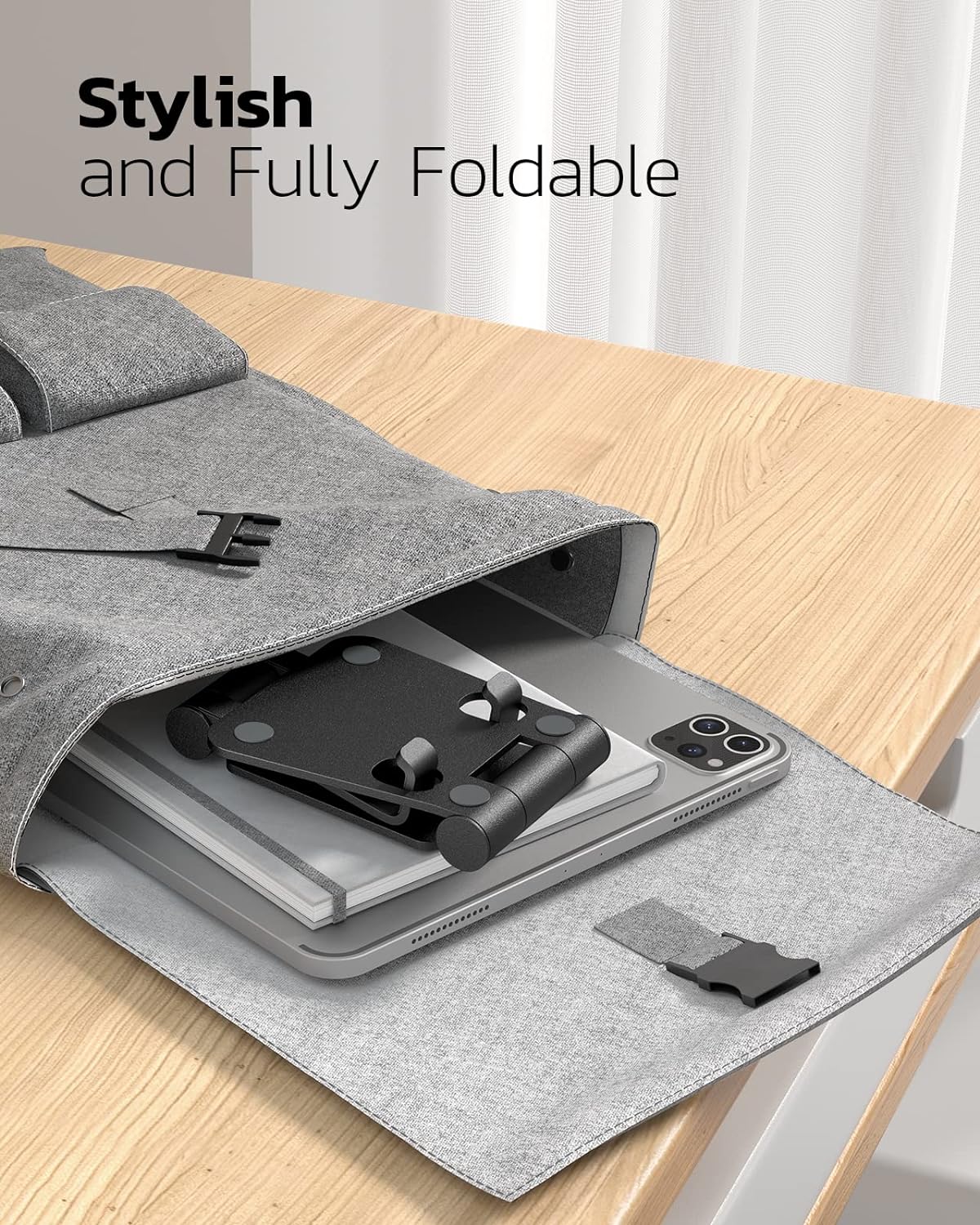 Nulaxy Dual Folding Cell Phone Stand, Fully Adjustable Foldable Desktop Phone Holder Cradle Dock Compatible with Phone 16 15 14 13 12 11 Pro Xs Xs Max Xr X 8, Nintendo Switch, All Phones