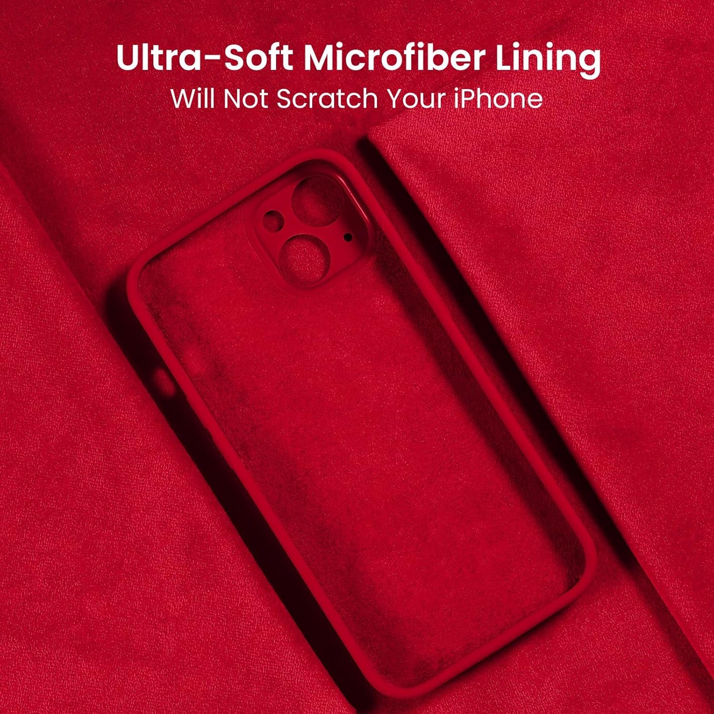 FireNova Designed for iPhone 14 Case, Silicone Upgraded [Camera Protection] Phone Case with [2 Screen Protectors], Soft Anti-Scratch Microfiber Lining Inside, 6.1 inch, Deep Red