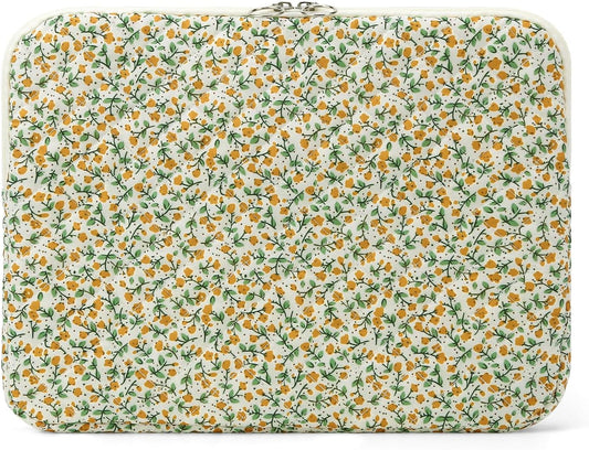 Puffy Laptop Sleeve 13-15.6 Inch Cute Quilted Laptop Protective Case Padded Floral Computer Sleeve for MacBook (B-Yellow, 11 Inch)