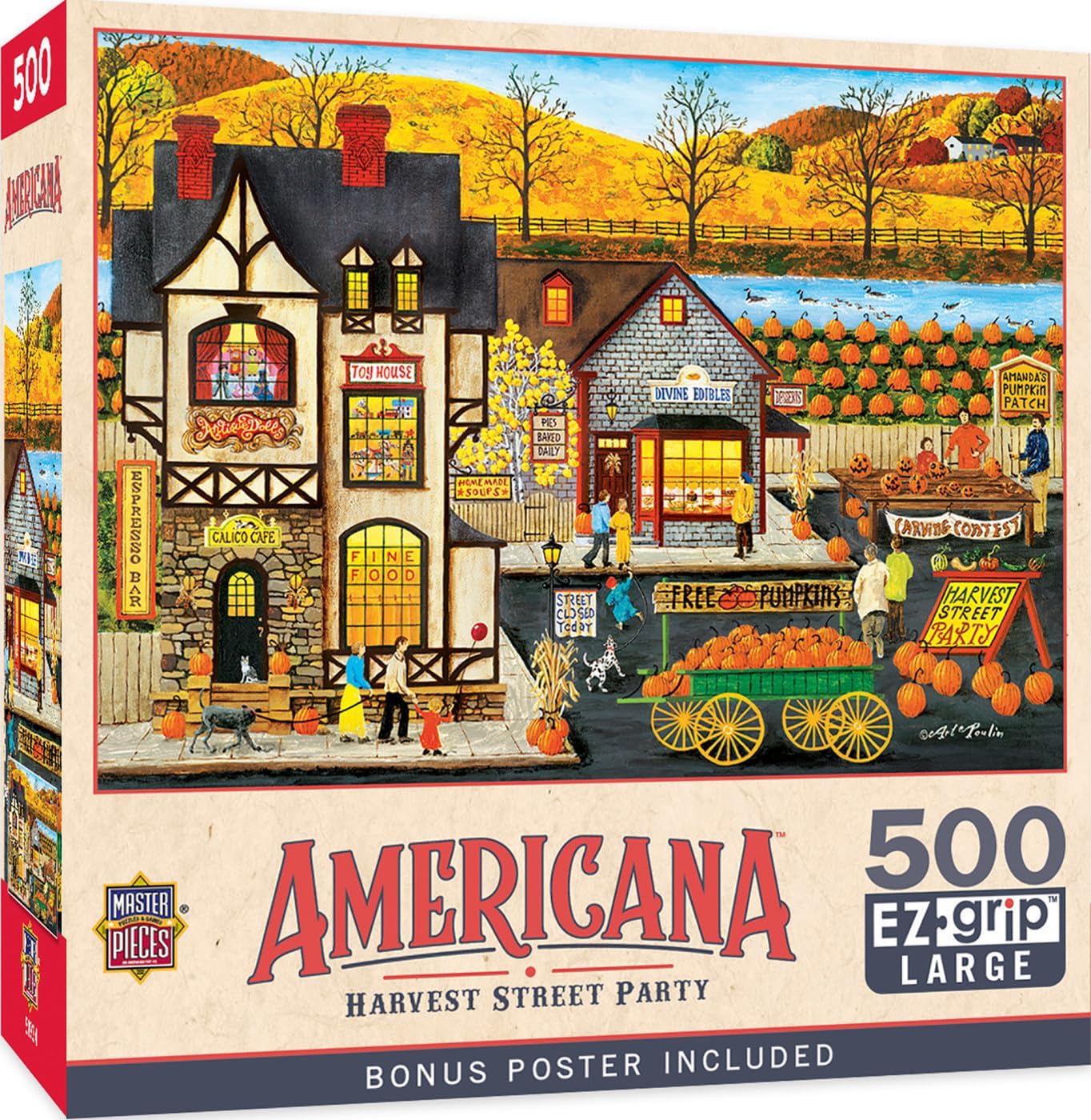 MasterPieces 500 Piece EZ Grip Jigsaw Puzzle for Adults, Family, or Youths - Harvest Street Party - 19.25"x26.75"