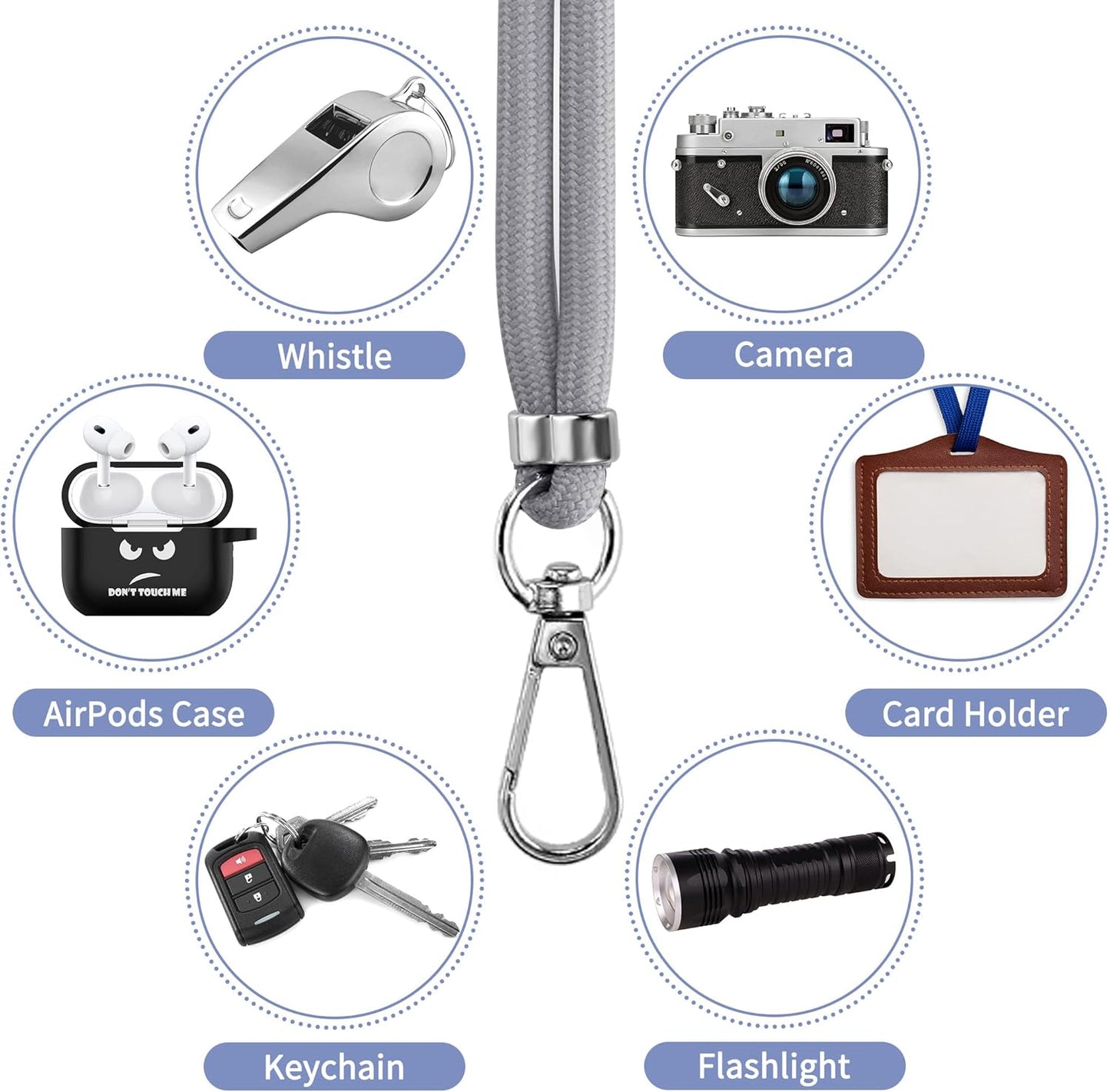 CACOE Phone Lanyard 2 Pcs-1 Pcs Adjustable Neck Strap, 1 Pcs Wrist Strap, 2 Pcs Pads, Universal Crossbody Multifuctional Cell Phone Lanyards Compatible with Most Smartphones(Gray)