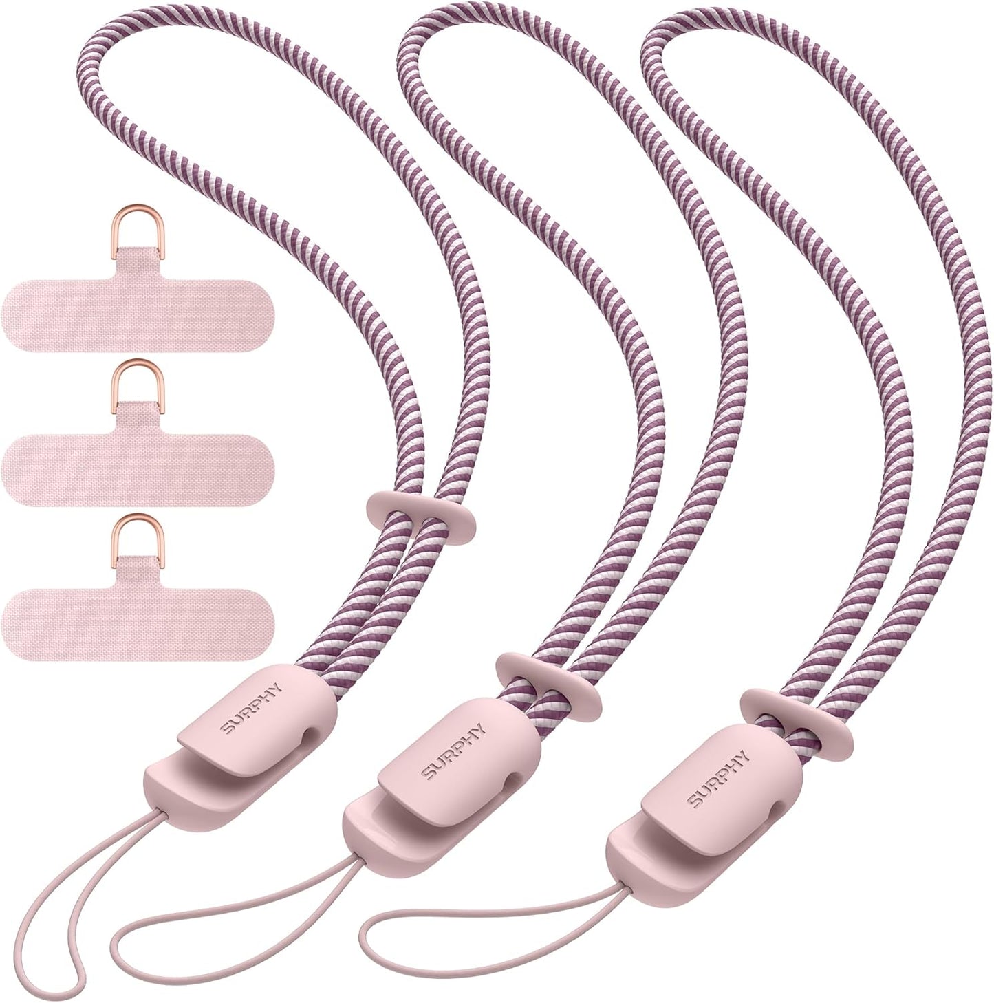 SURPHY 3 Pack Phone Wrist Strap with CellPhone Tether Tab, Cellphone Lanyard, Phone Strap with 2-Color Braided, Wrist Lanyard